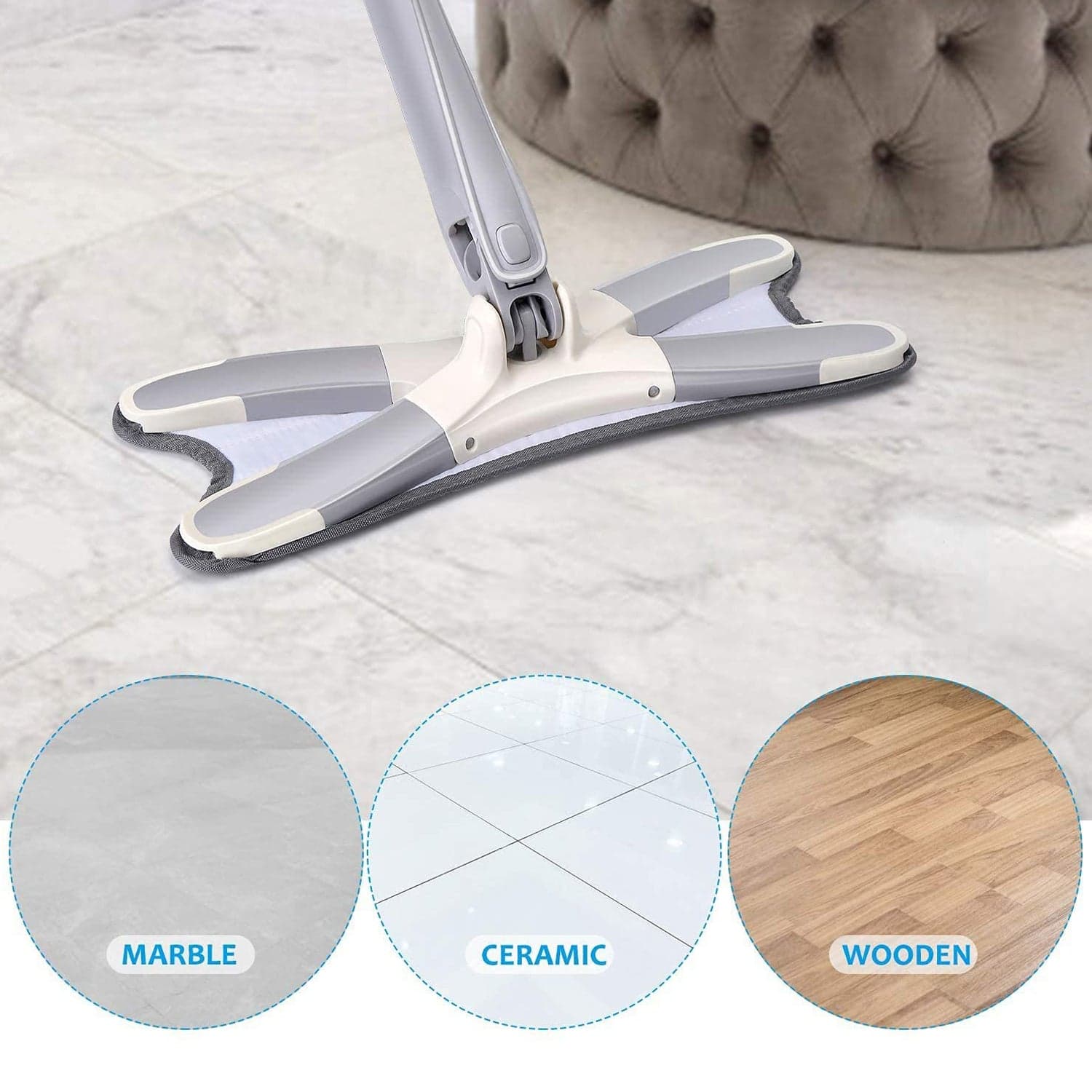 Adjustable 360° Flat Hand Mop: Floors, Walls, Ceilings (Easy Squeeze) thumbnail 6