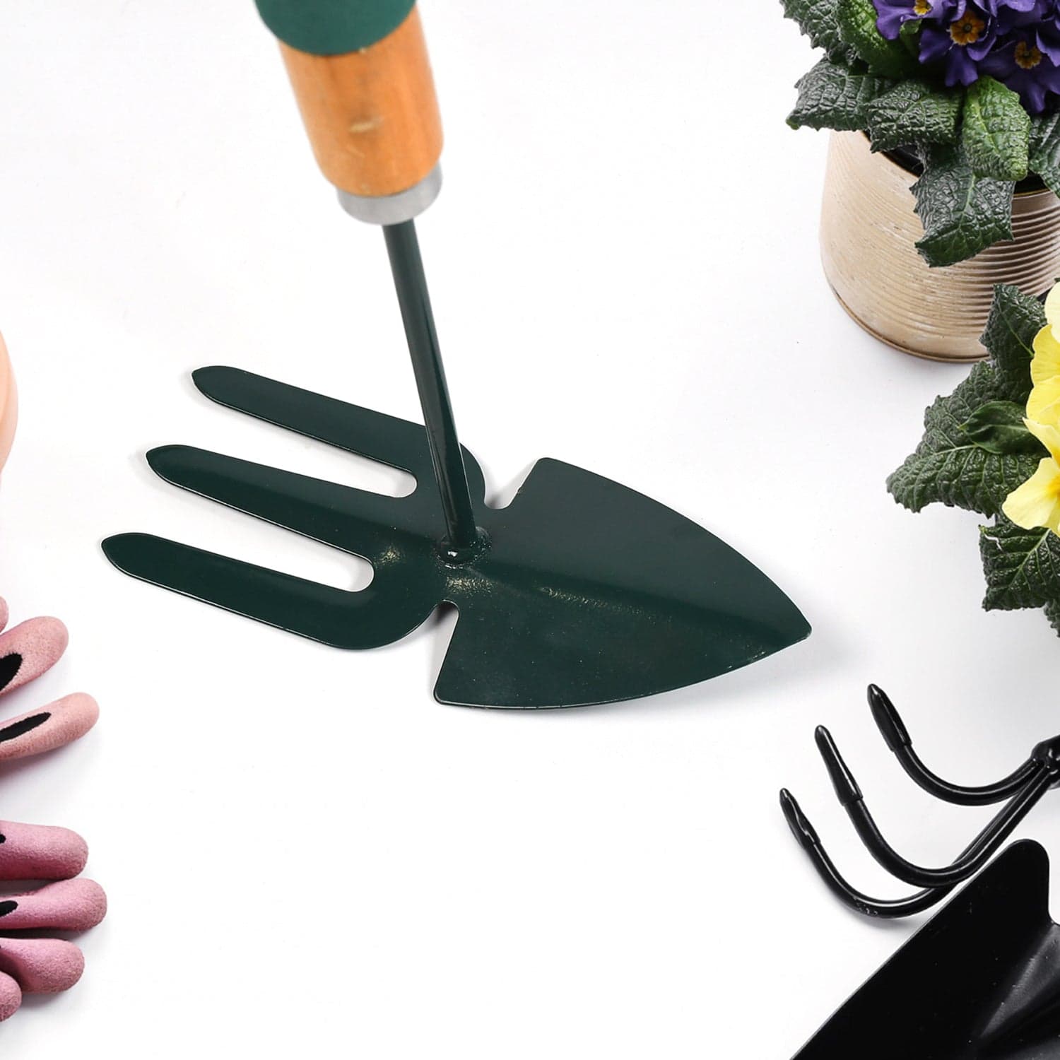2 IN 1 DOUBLE HAND HOE GARDENING TOOL WITH WOODEN HANDLE thumbnail 5