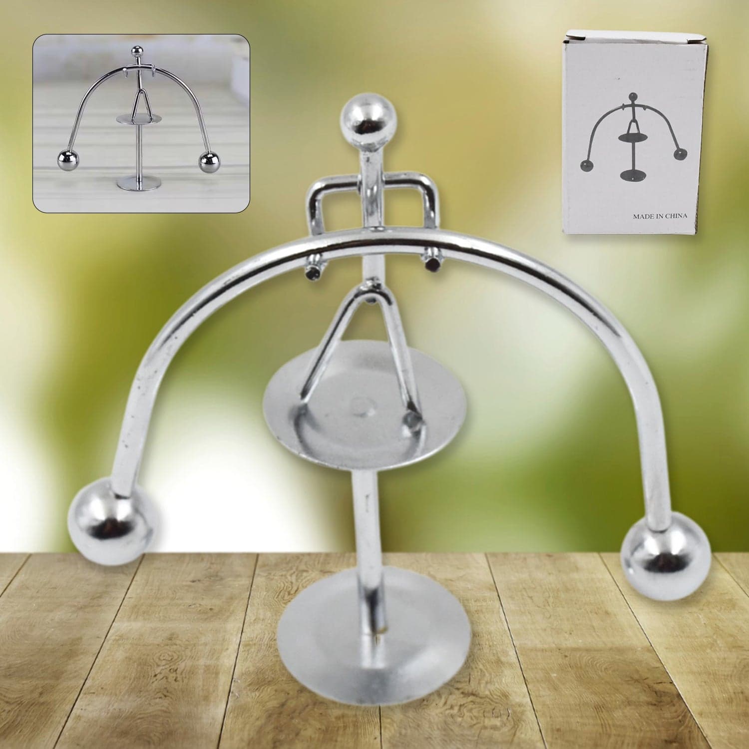 Mini Steel Balance Toy (1 Pc): Desk Decor, Perpetual Motion, Physics Toy thumbnail 1