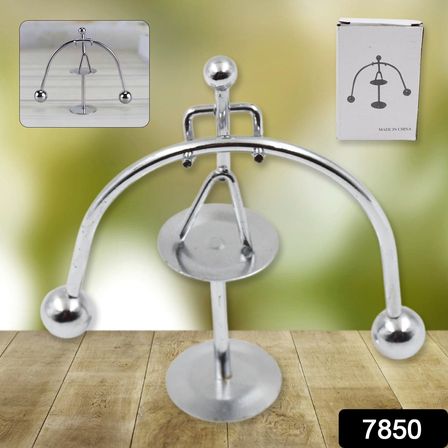 Mini Steel Balance Toy (1 Pc): Desk Decor, Perpetual Motion, Physics Toy thumbnail 2