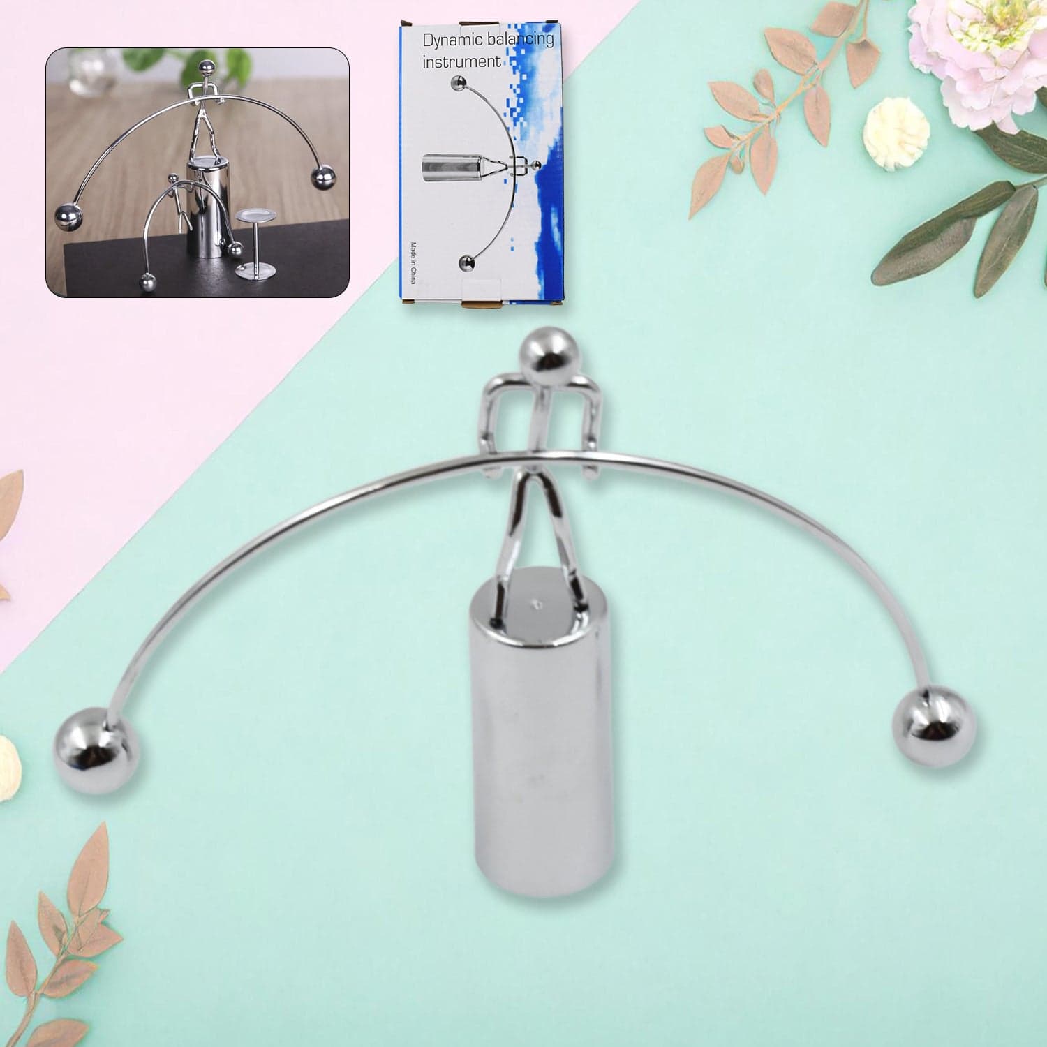 Mini Steel Balance Toy, Decoration Pendulum Newton Cradle Balance Ball Tumbler Desk Toy Metal Man Home Home Decoration Crafts thumbnail 1