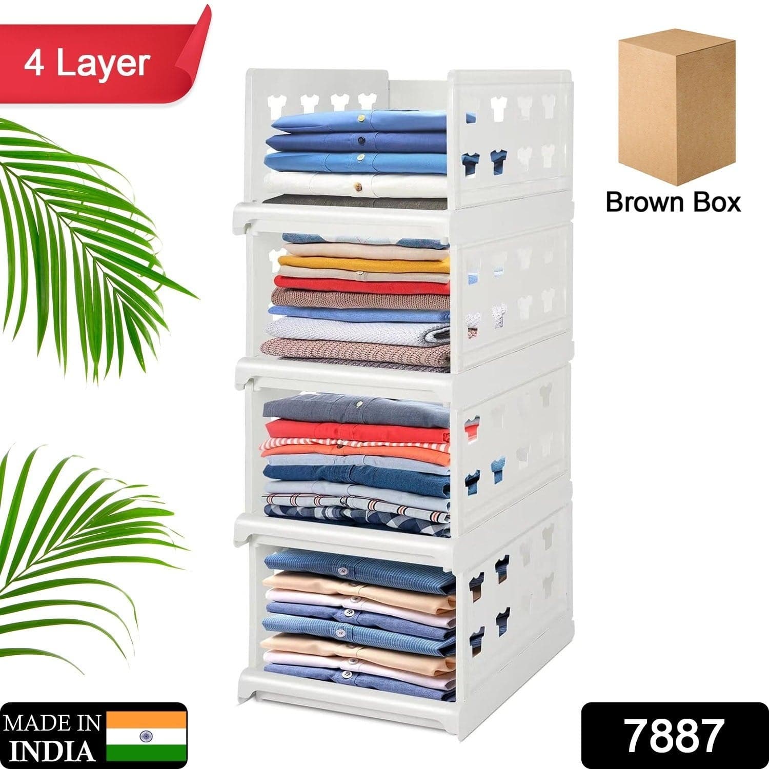 4-Layer Stackable Foldable Storage Organizer Cart for Kitchen, Closet, Bedroom & Bathroom thumbnail 2