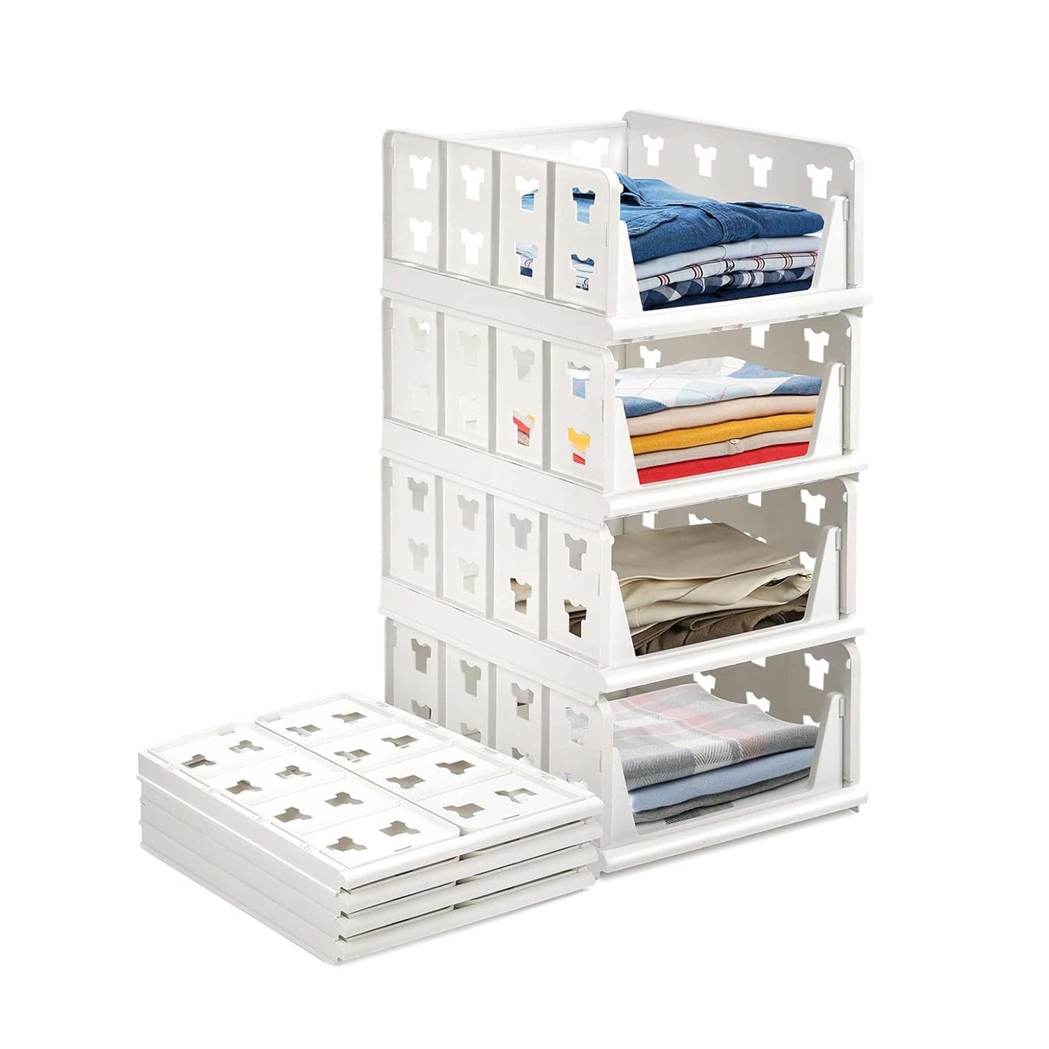 4-Layer Stackable Foldable Storage Organizer Cart for Kitchen, Closet, Bedroom & Bathroom thumbnail 4