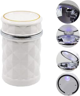 Car Cupholder LED Ashtray of Portable with Blue Light, Lid & Waste Bin, Cigarette Ashtray