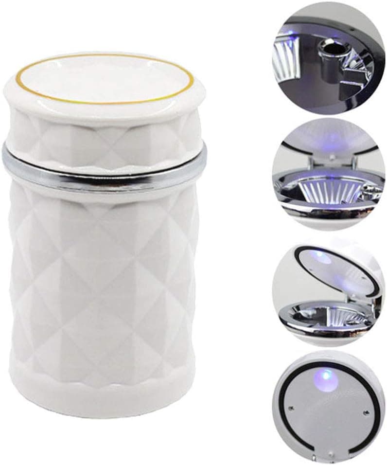 Car Cupholder LED Ashtray of Portable with Blue Light, Lid & Waste Bin, Cigarette Ashtray thumbnail 1
