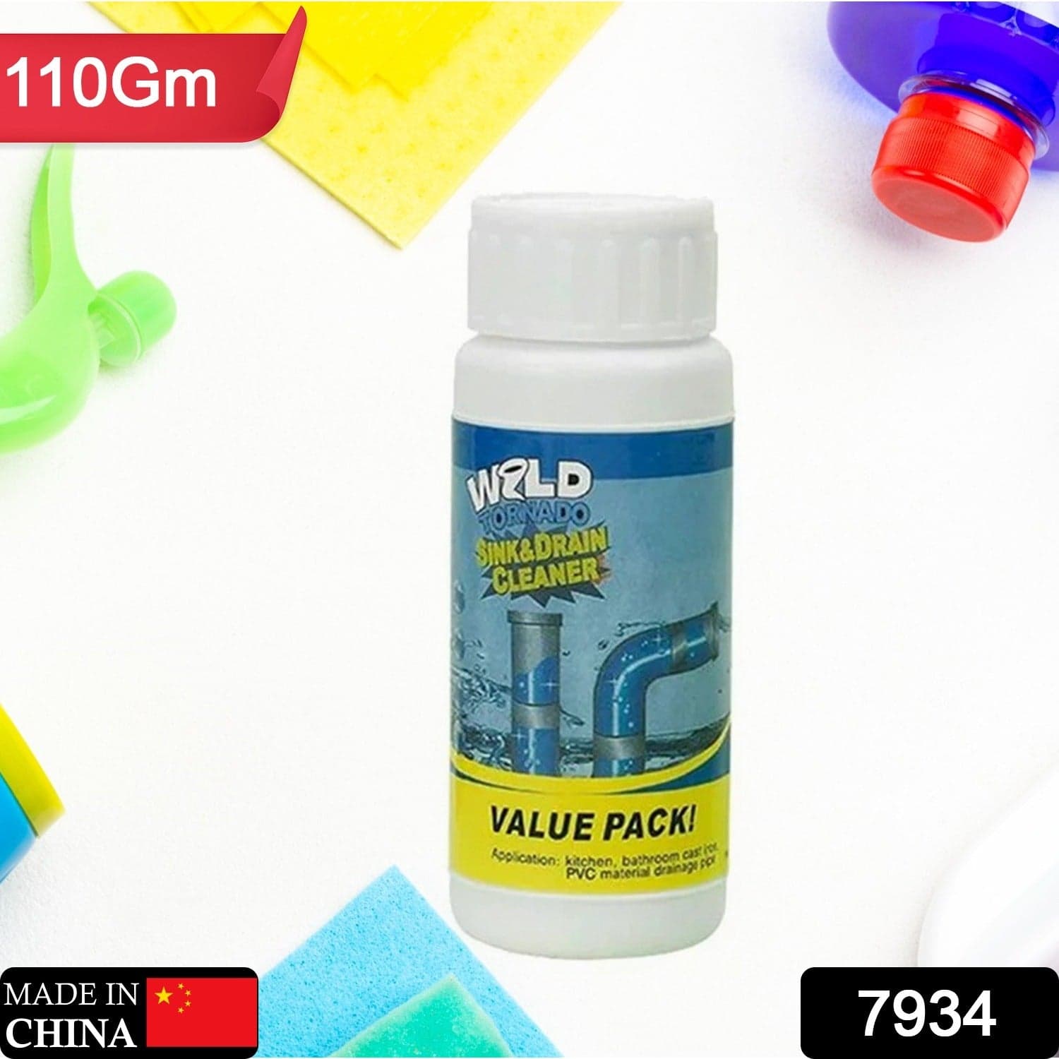 Powerful Sink And Drain Cleaner, Portable Powder Cleaning Tool Super Clog Remover Chemical Powder Agent For Kitchen Toilet Pipe Dredging (110 Gm) thumbnail 2