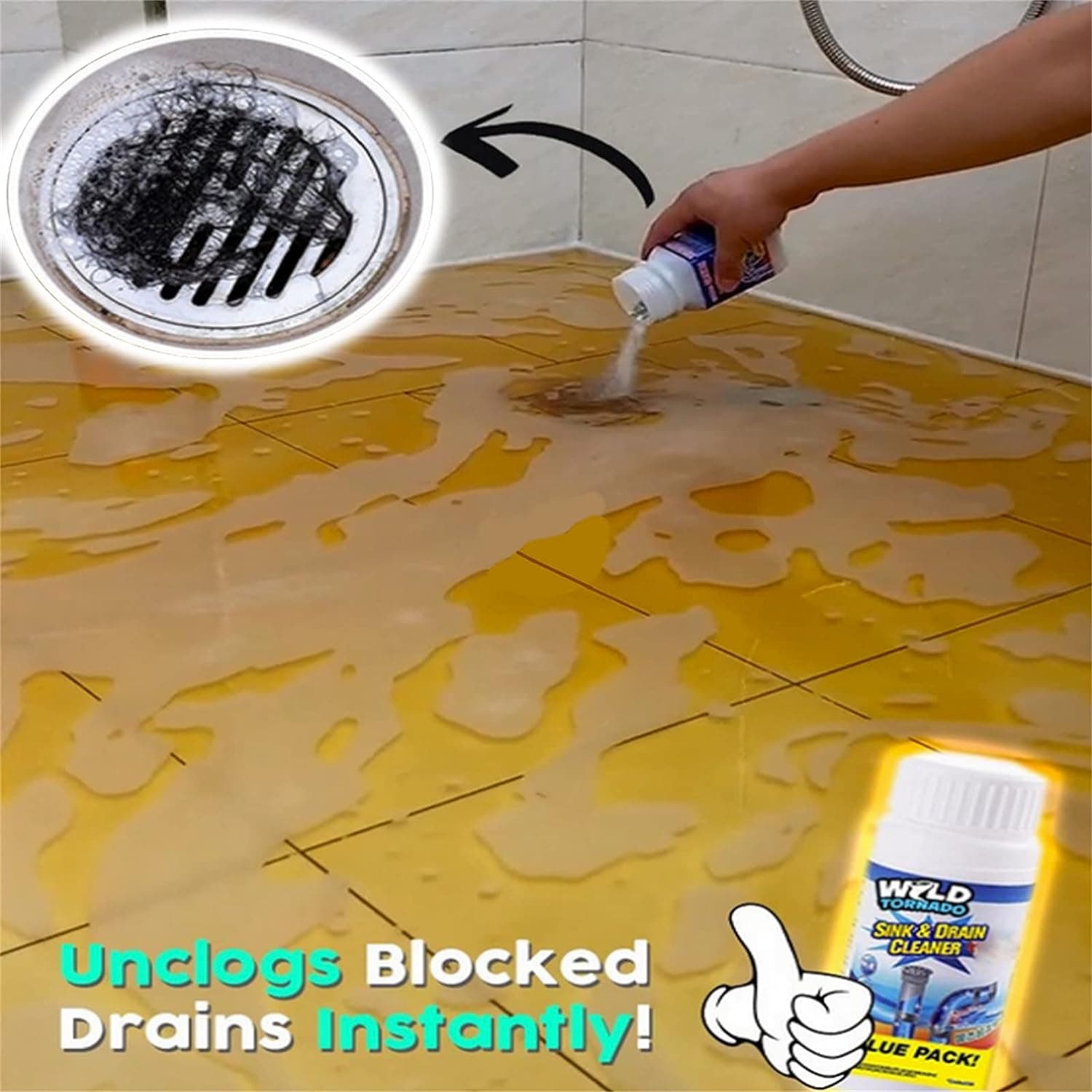 Powerful Sink And Drain Cleaner, Portable Powder Cleaning Tool Super Clog Remover Chemical Powder Agent For Kitchen Toilet Pipe Dredging (110 Gm) thumbnail 3