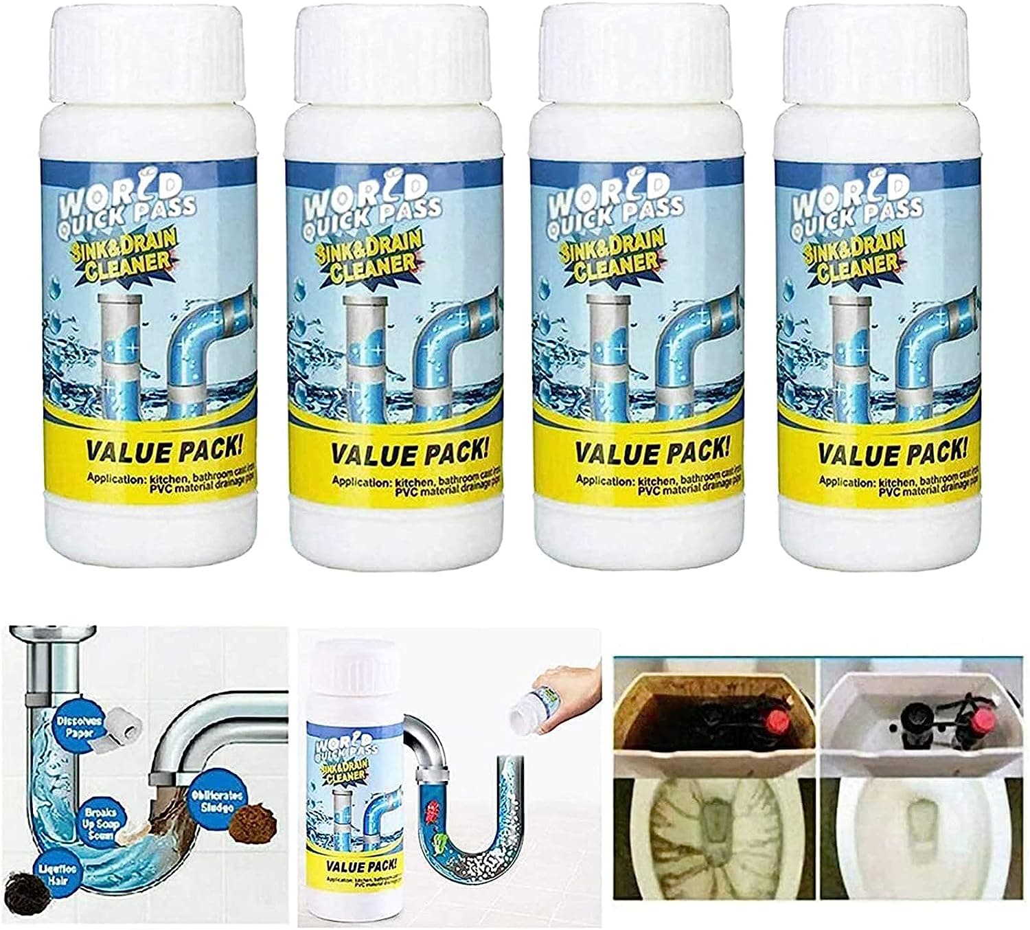 Powerful Sink And Drain Cleaner, Portable Powder Cleaning Tool Super Clog Remover Chemical Powder Agent For Kitchen Toilet Pipe Dredging (110 Gm) thumbnail 5