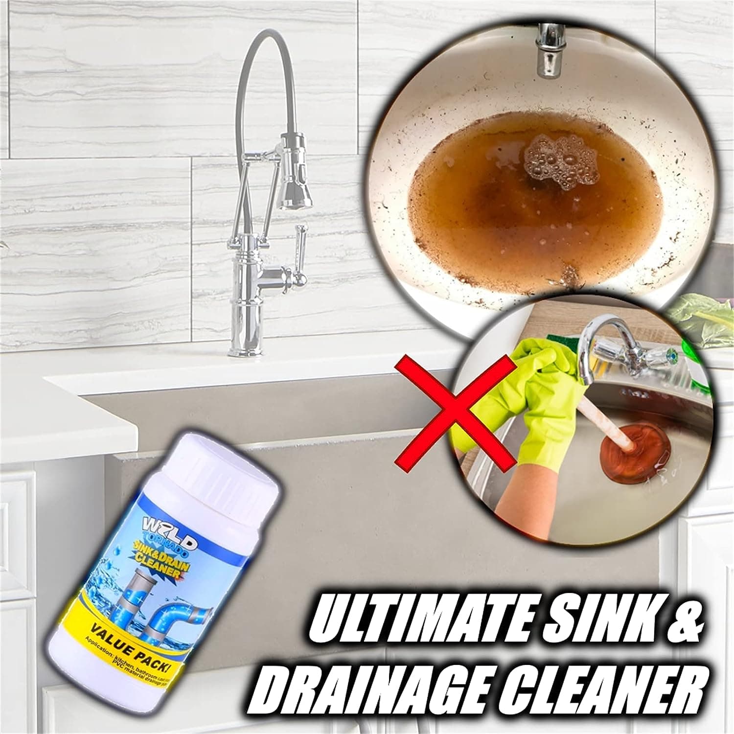 Powerful Sink And Drain Cleaner, Portable Powder Cleaning Tool Super Clog Remover Chemical Powder Agent For Kitchen Toilet Pipe Dredging (110 Gm) thumbnail 7