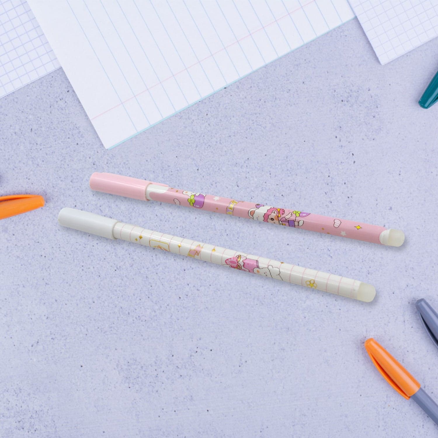 Erasable Gel Ink Pen 12 Pcs/ Fancy Cute Blue Gel Pen With Attached Magic Wipe Eraser Gel Pen thumbnail 5