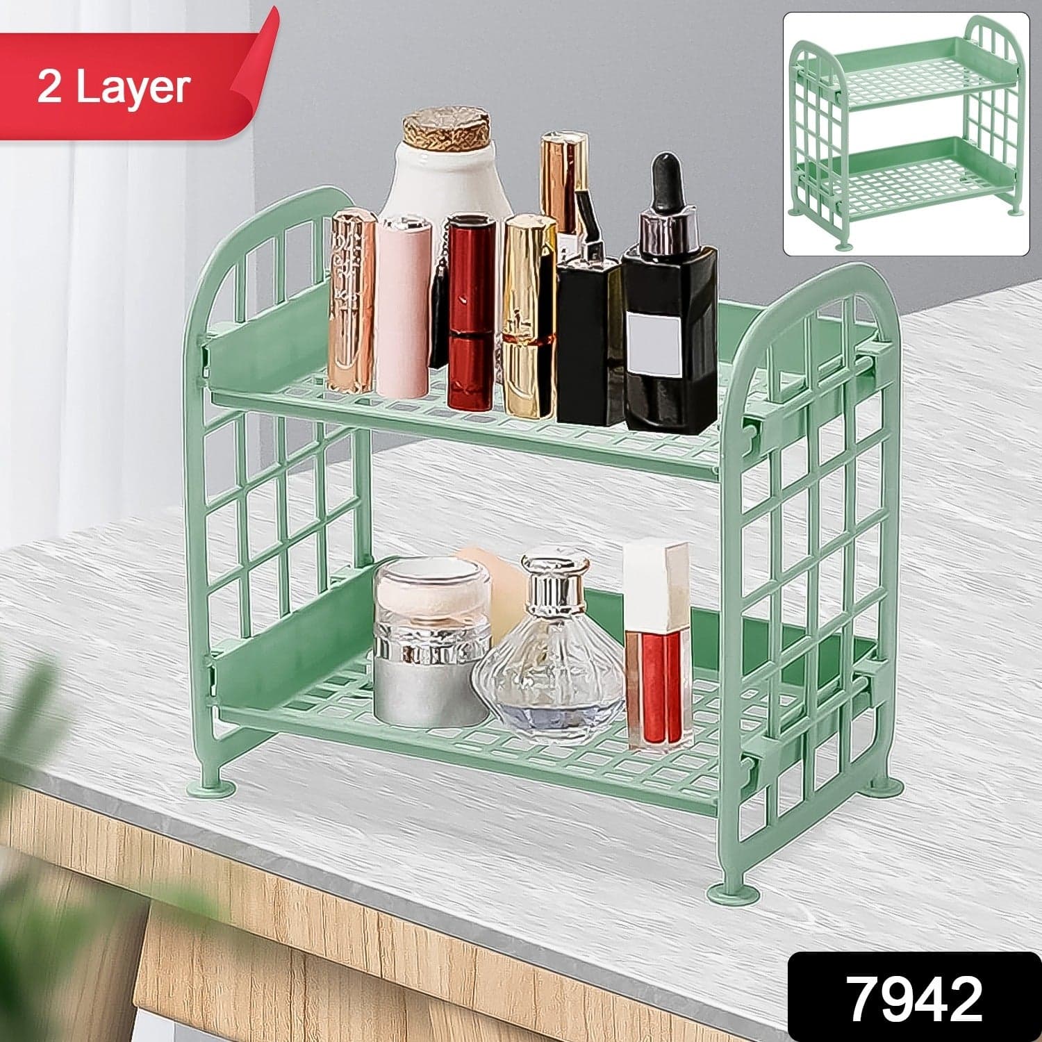 2Layer Foldable Plastic Small Storage Shelf / Rack (1 Pc / Mix Color) thumbnail 2