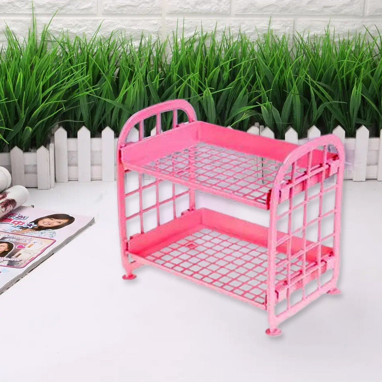 2Layer Foldable Plastic Small Storage Shelf / Rack (1 Pc / Mix Color) thumbnail 3