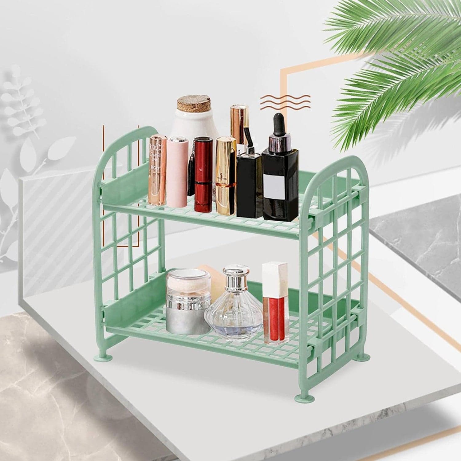 2Layer Foldable Plastic Small Storage Shelf / Rack (1 Pc / Mix Color) thumbnail 8