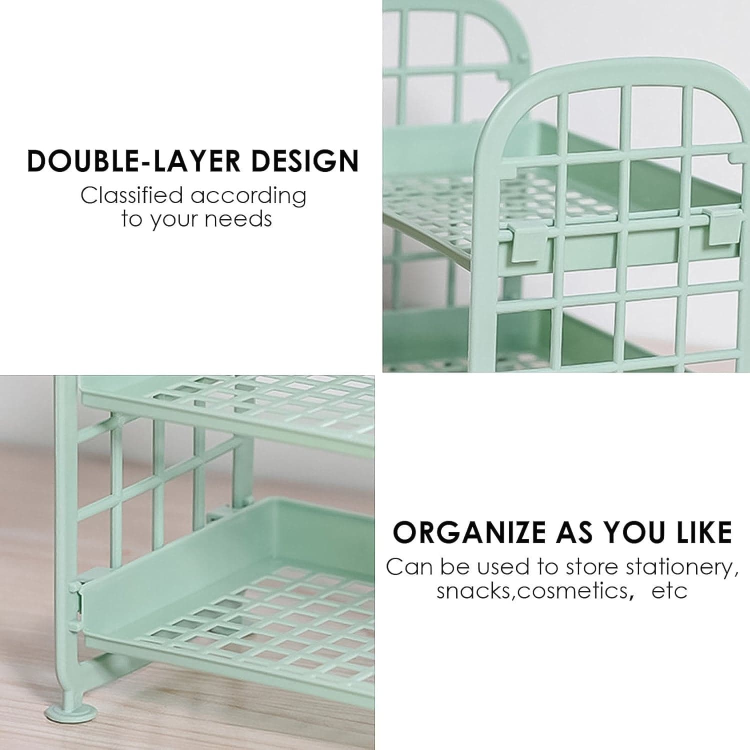 2Layer Foldable Plastic Small Storage Shelf / Rack (1 Pc / Mix Color) thumbnail 9