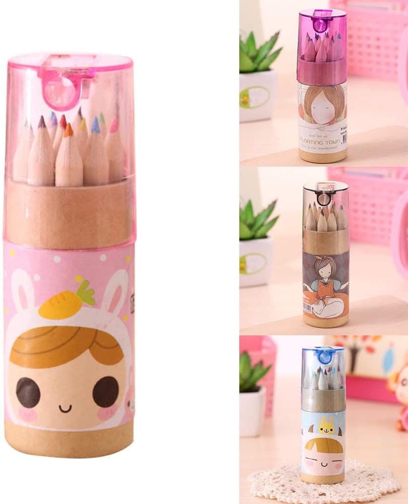 12 Mini Colouring Pencils with Sharpener, Kids Drawing Set for School & Sketching thumbnail 3