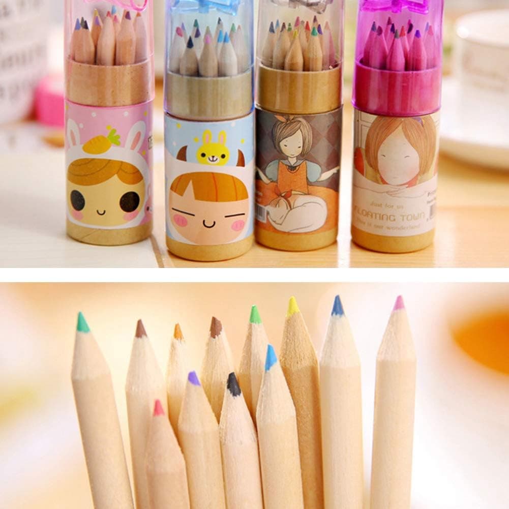 12 Mini Colouring Pencils with Sharpener, Kids Drawing Set for School & Sketching thumbnail 5