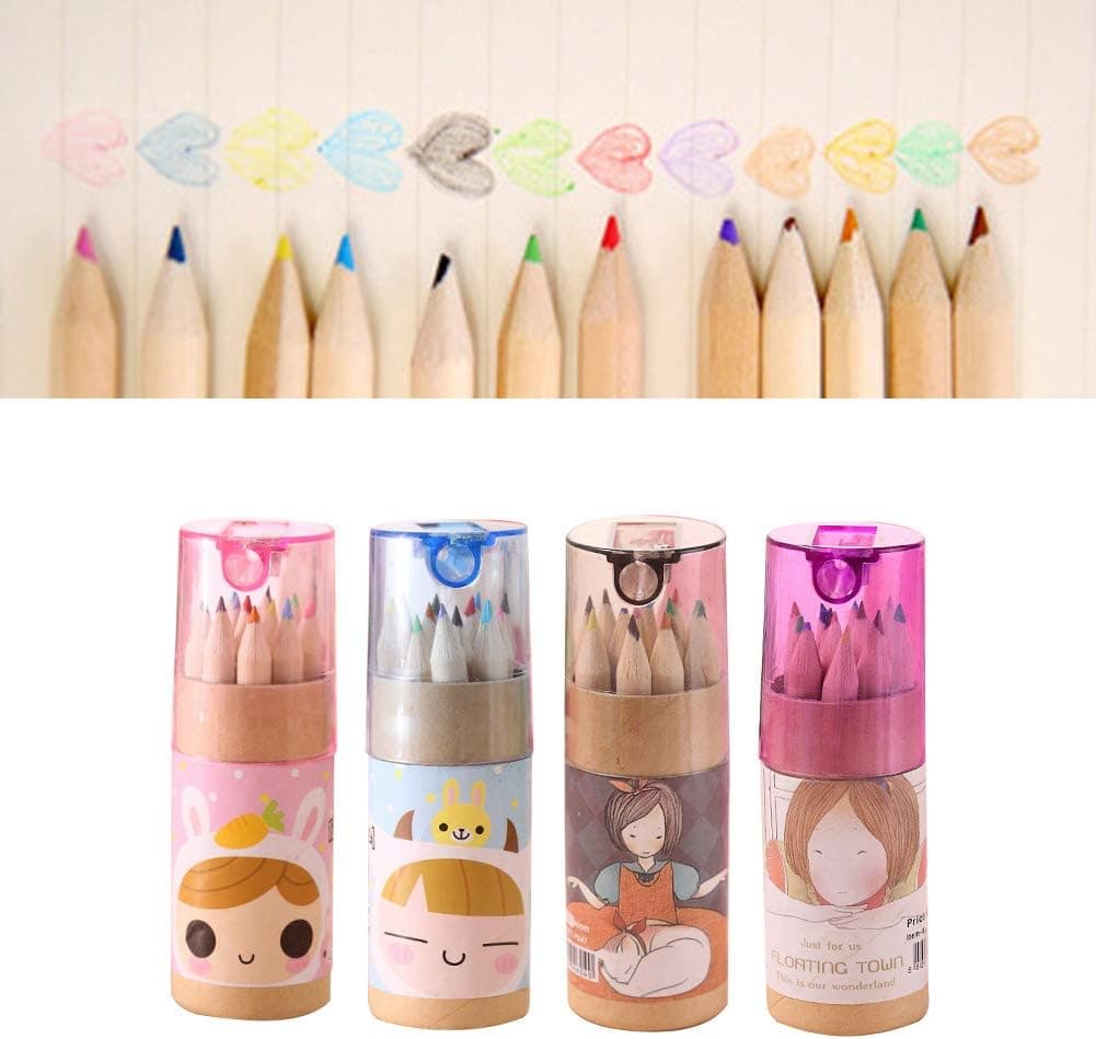 12 Mini Colouring Pencils with Sharpener, Kids Drawing Set for School & Sketching thumbnail 8