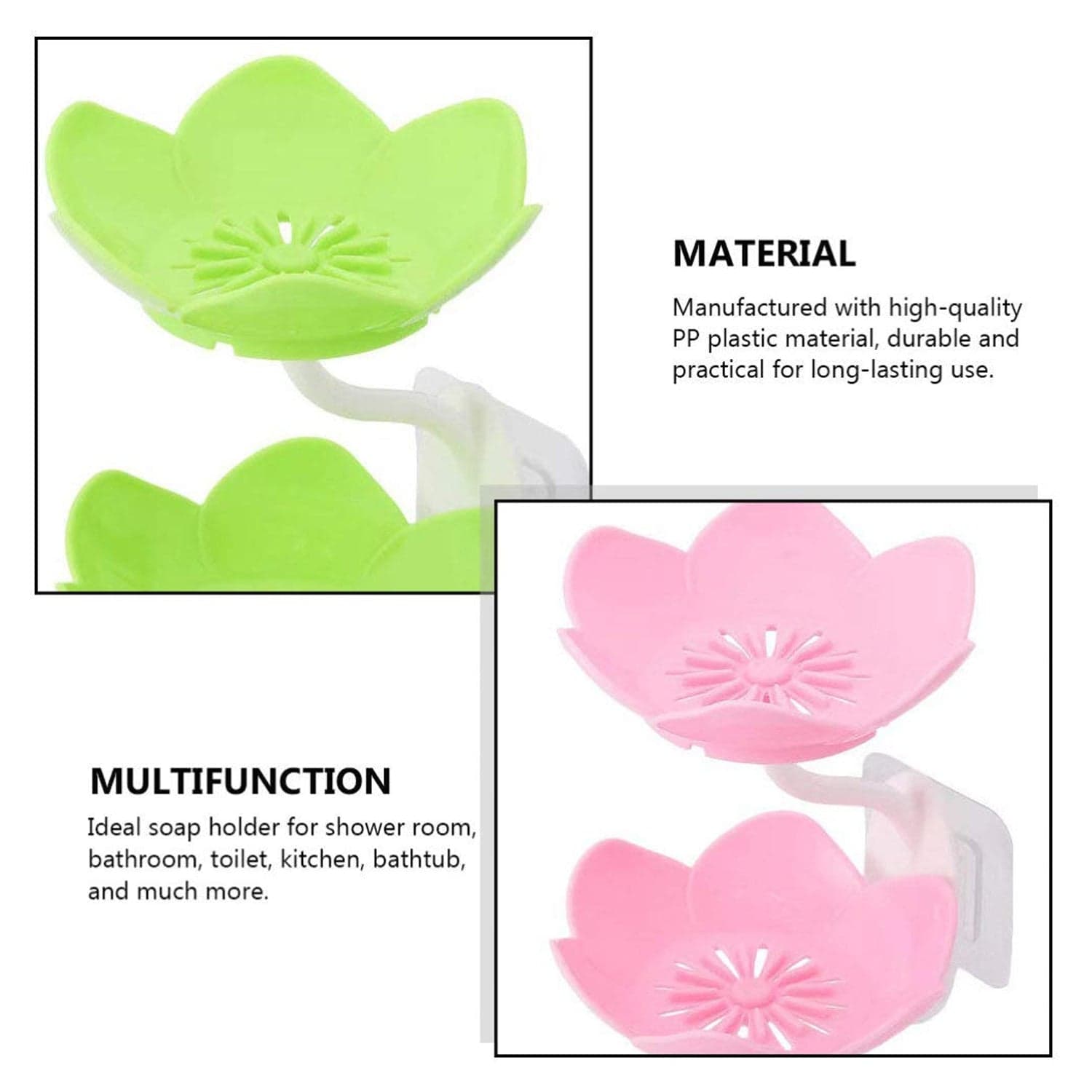 Double Layer Flower Self Draining Soap Dish Holder, Bathroom Shower Soap Holder Dish Storage Plate Tray For Bathroom, Kitchen, Bathtub thumbnail 8