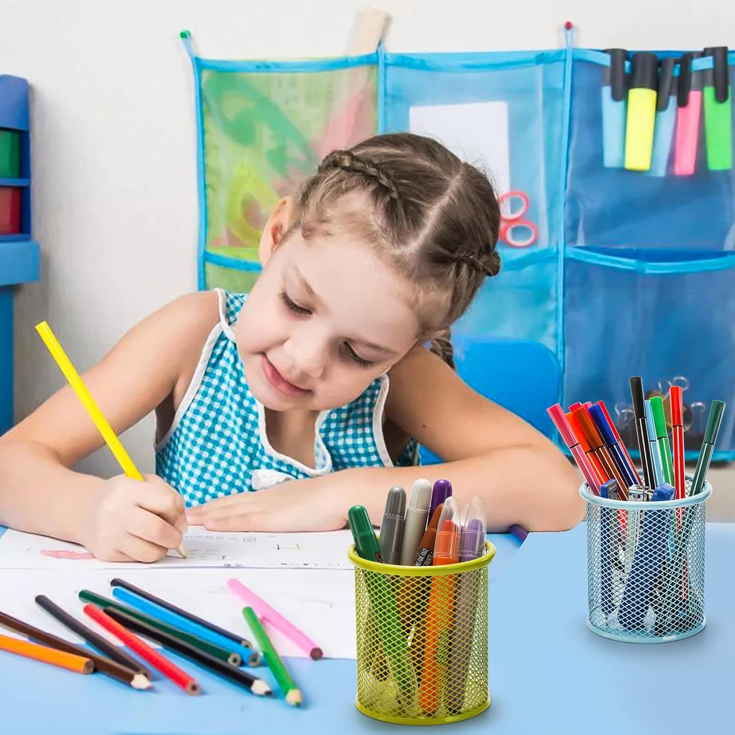 Metal Mesh Pen Holder for Desk (1 Pc): Pen Stand, Pencil Organizer, Stationery Storage thumbnail 5