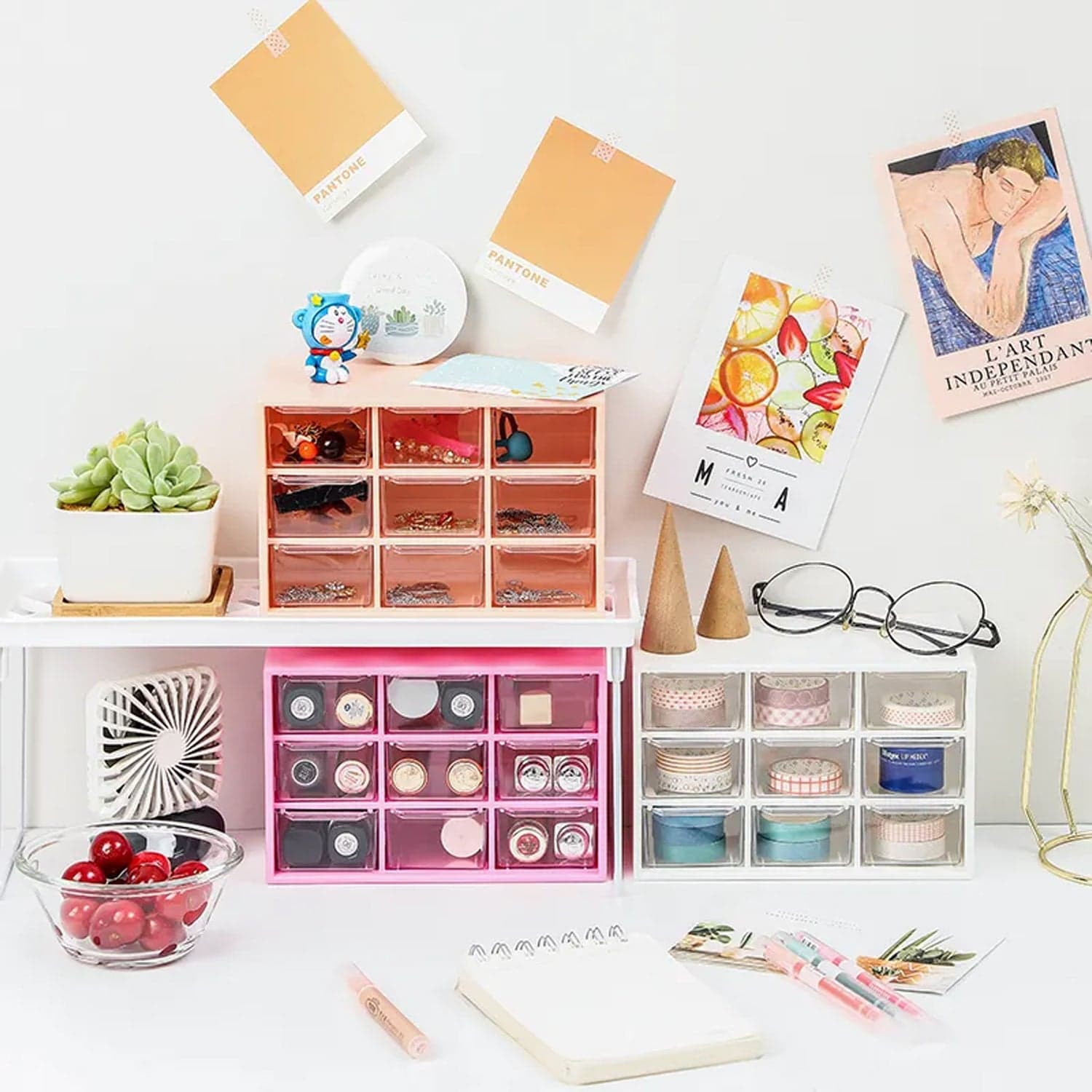 Storage Box 9 Grids Multi-purpose Durable Desktop Drawer Organizer for Pencils Storage Holder Hanging Hole Design for Small Items thumbnail 3