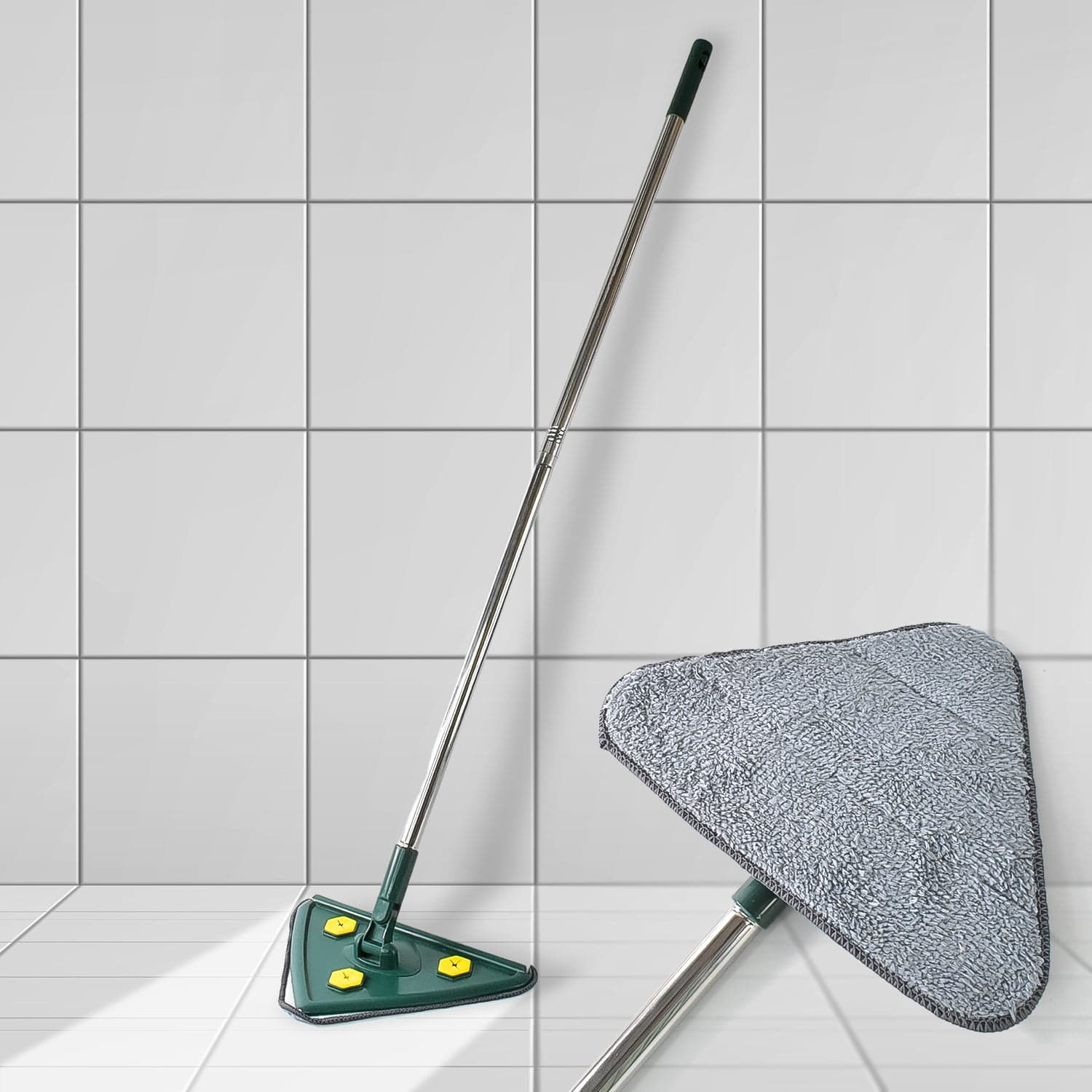 2-In-1 Extendable Triangle Mop Of Retractable, 360° Rotating, Telescopic & Reusable Mop Heads (1 Pc) thumbnail 1