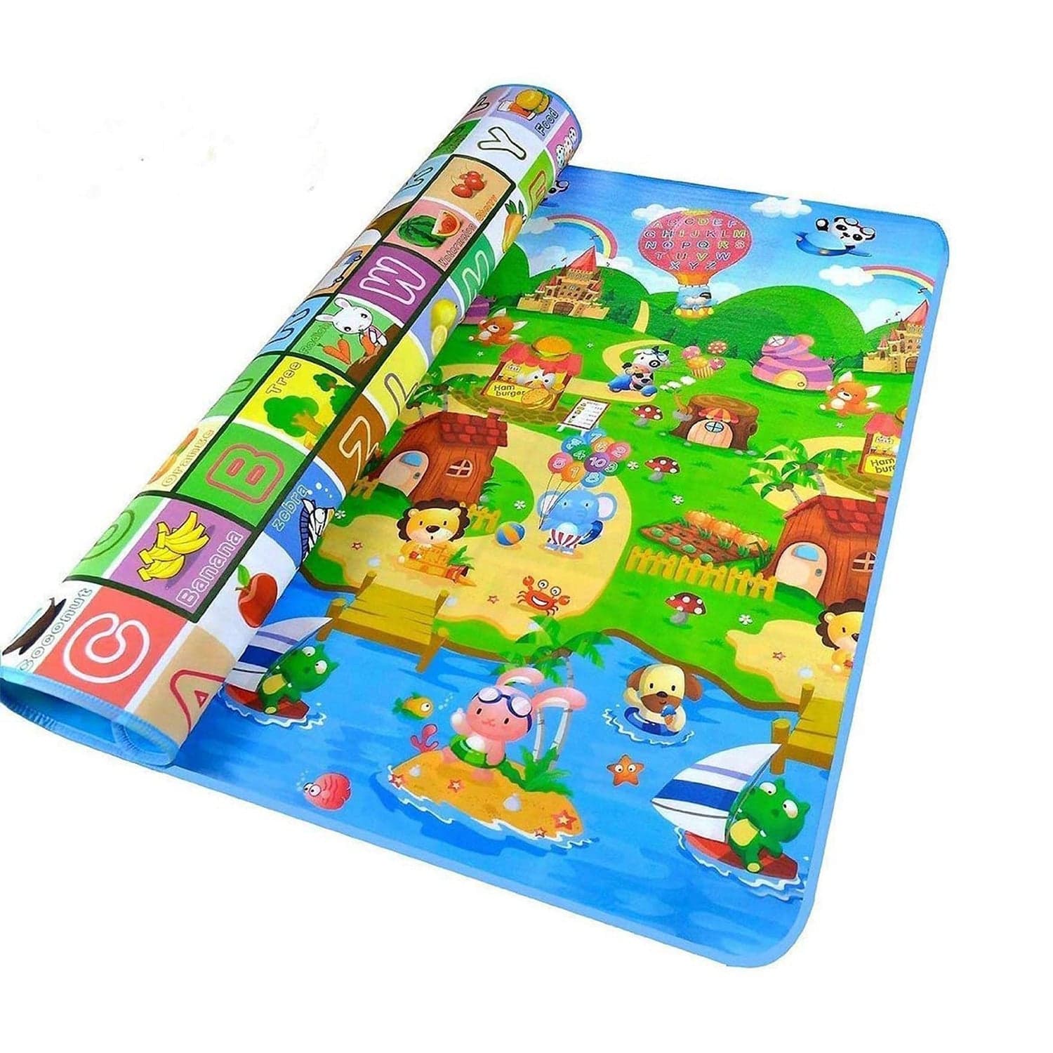 Waterproof Double Side Baby Play Floor Mat for Kids Home With Bag (Size 120 x 180cm) thumbnail 4