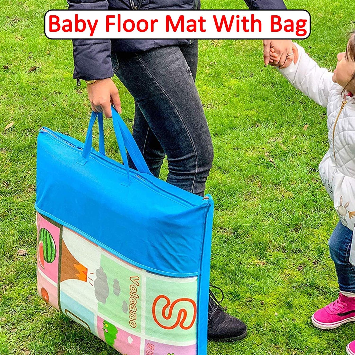 Waterproof Double Side Baby Play Floor Mat for Kids Home With Bag (Size 120 x 180cm) thumbnail 6
