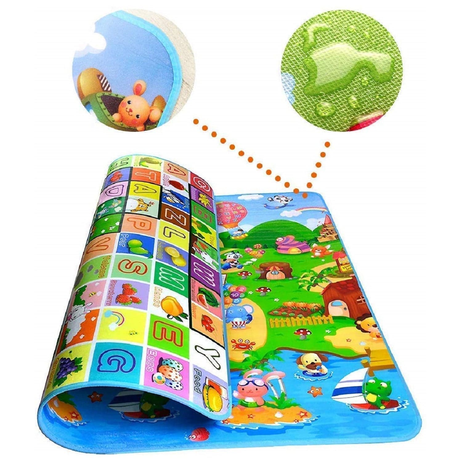 Waterproof Double Side Baby Play Floor Mat for Kids Home With Bag (Size 120 x 180cm) thumbnail 7