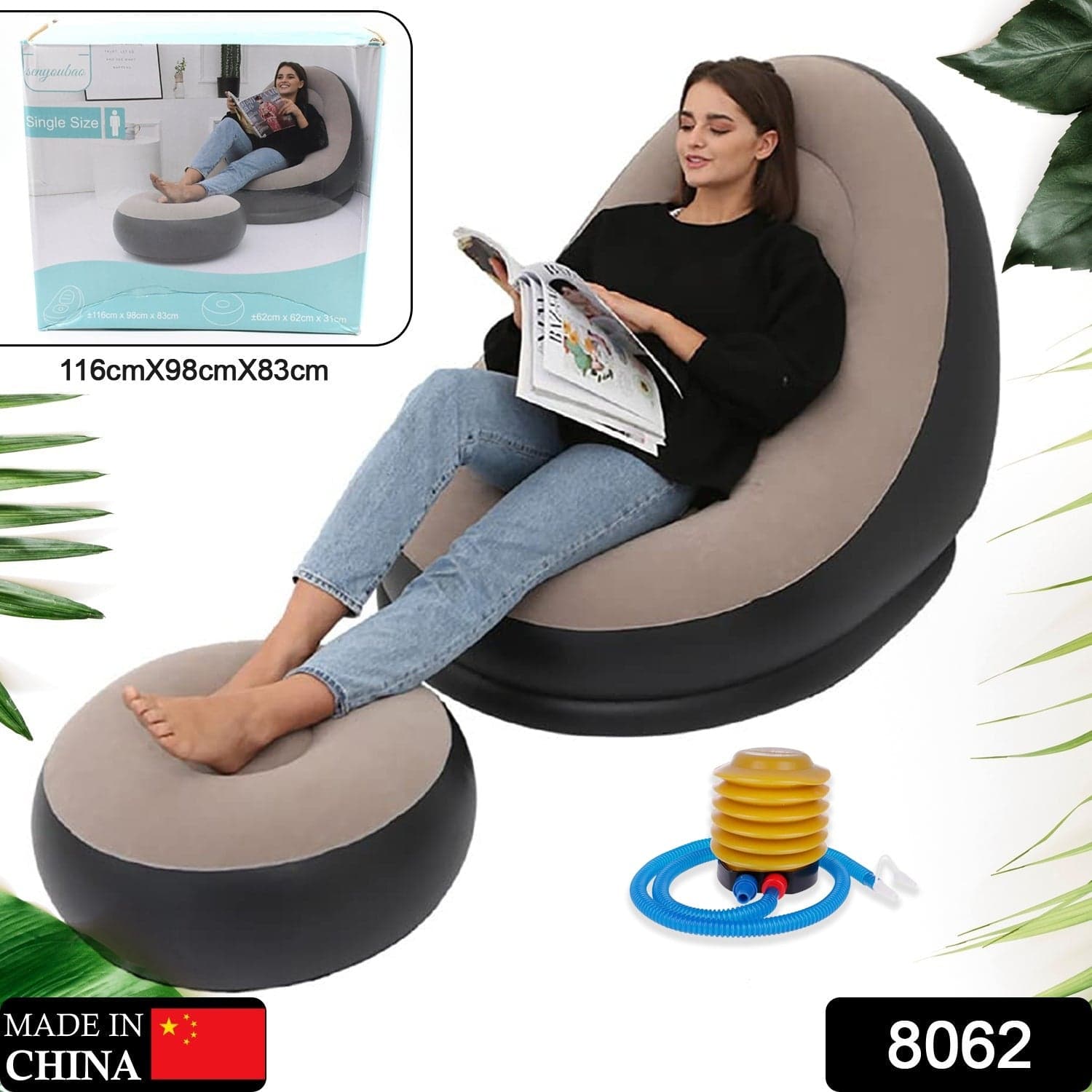 Portable Indoor/Outdoor Air Sofa, couch & Pump thumbnail 2