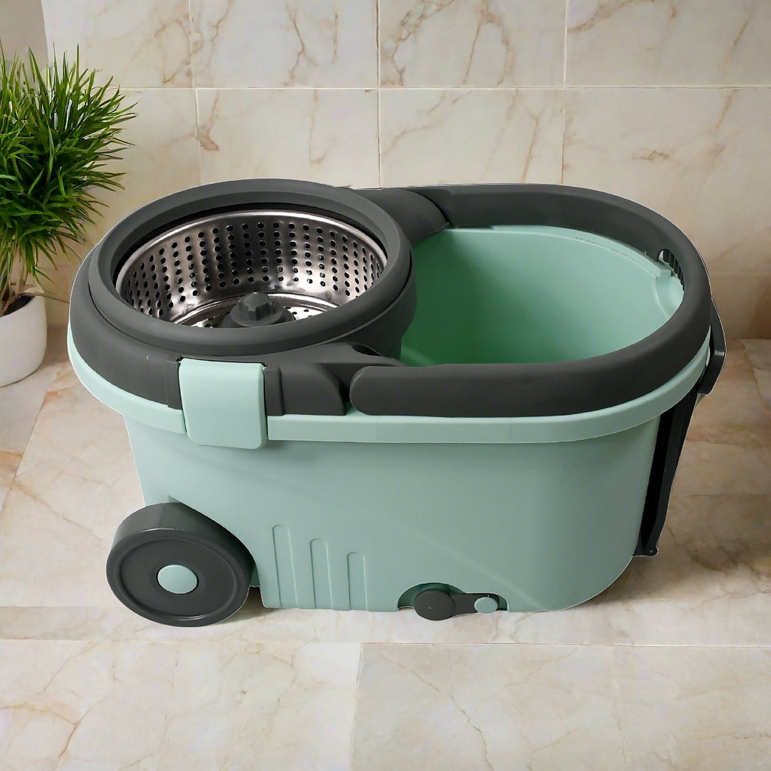 Ganesh Quick Spin Mop Steel Spin, Bucket Floor Cleaning, Easy Wheels & Big Bucket, Floor Cleaning Mop With Bucket, 2 Micro Fiber Head / Refill thumbnail 3