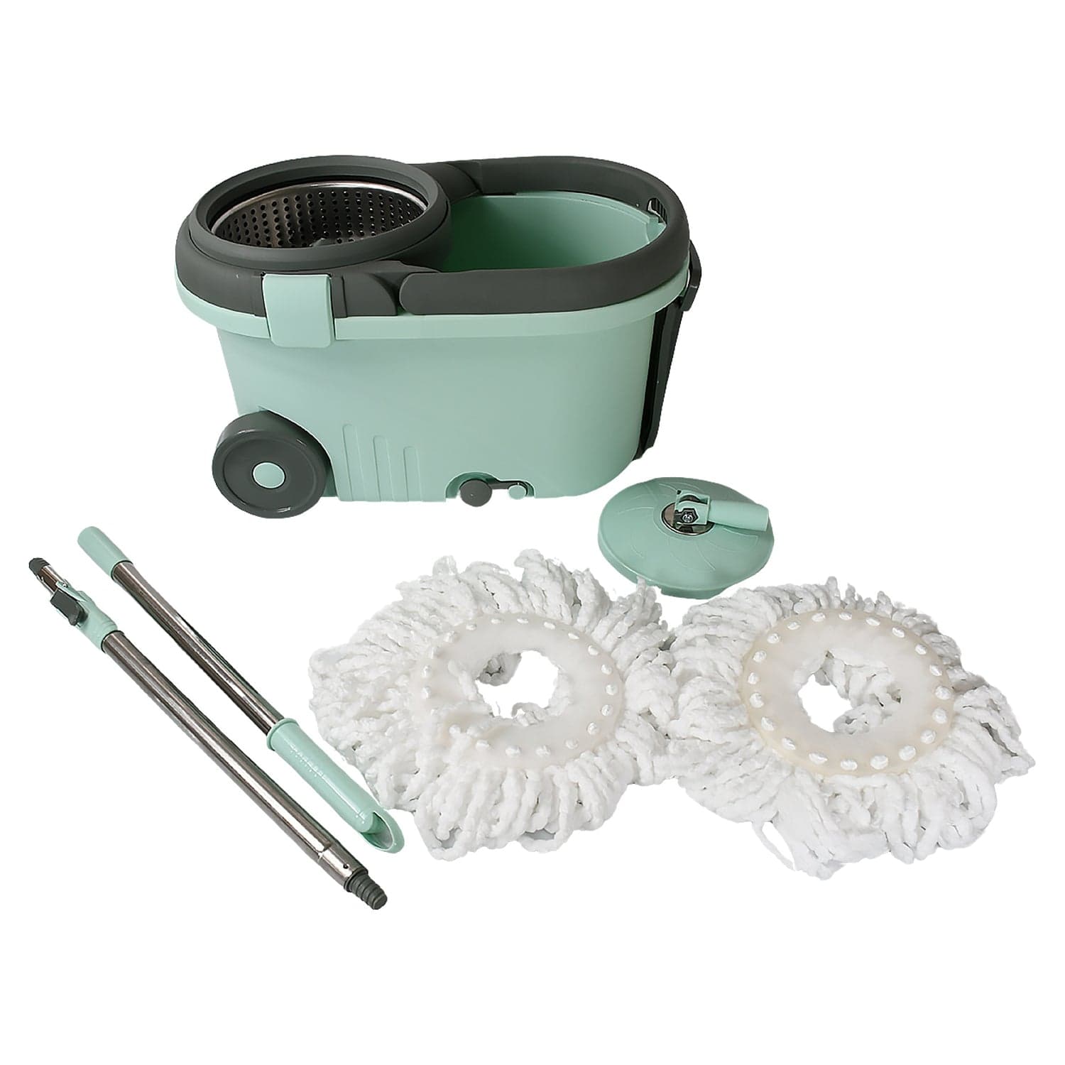 Ganesh Quick Spin Mop Steel Spin, Bucket Floor Cleaning, Easy Wheels & Big Bucket, Floor Cleaning Mop With Bucket, 2 Micro Fiber Head / Refill thumbnail 4