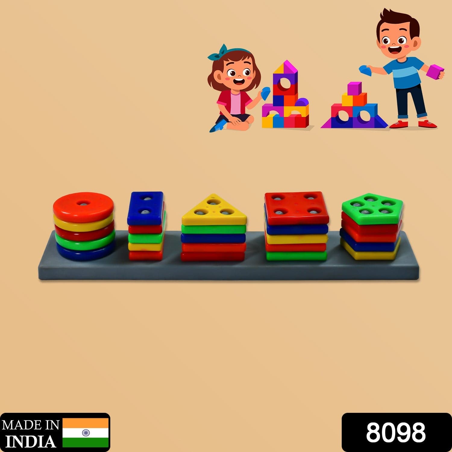 Geometric Brick - 5 Angle Matching Column Blocks for Kids - Preschool Educational Learning Toys. thumbnail 2