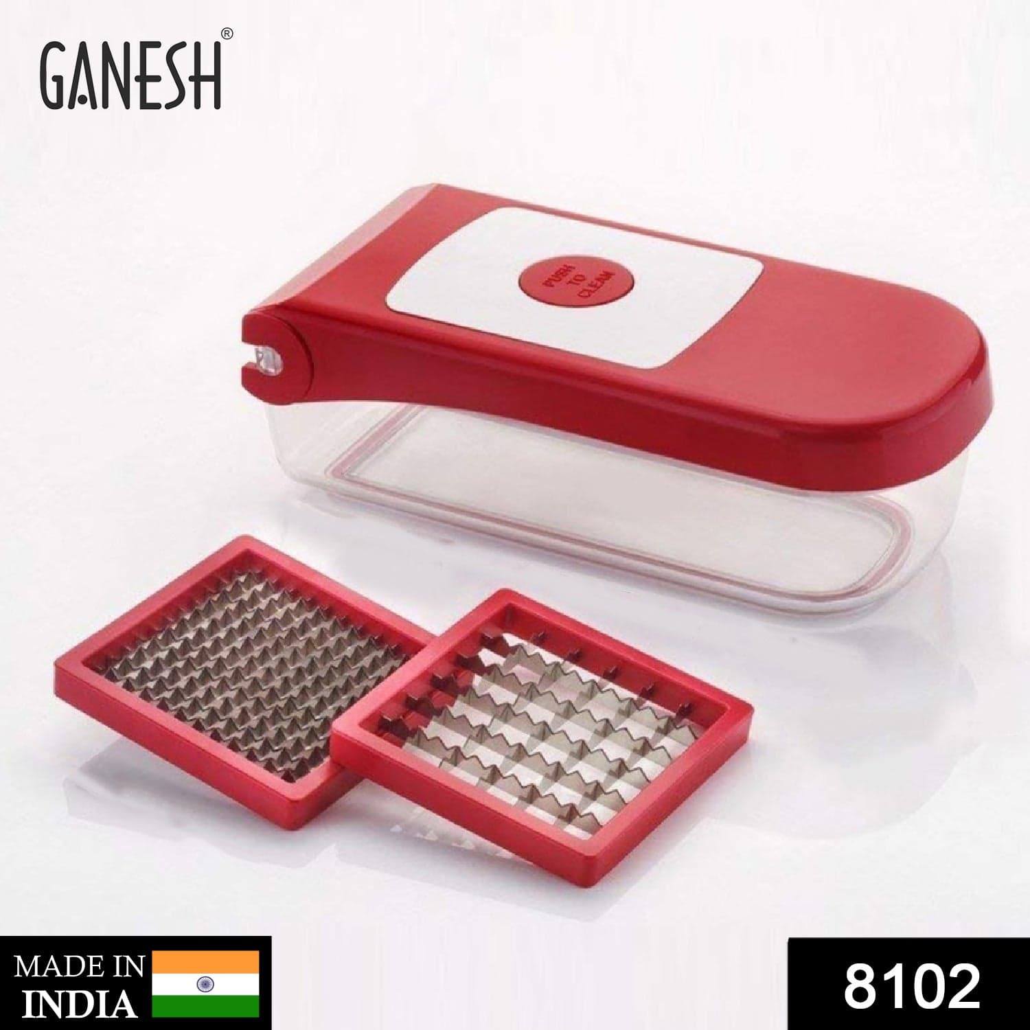 Ganesh Plastic Chopper Vegetable and Fruit Cutter, Red thumbnail 2