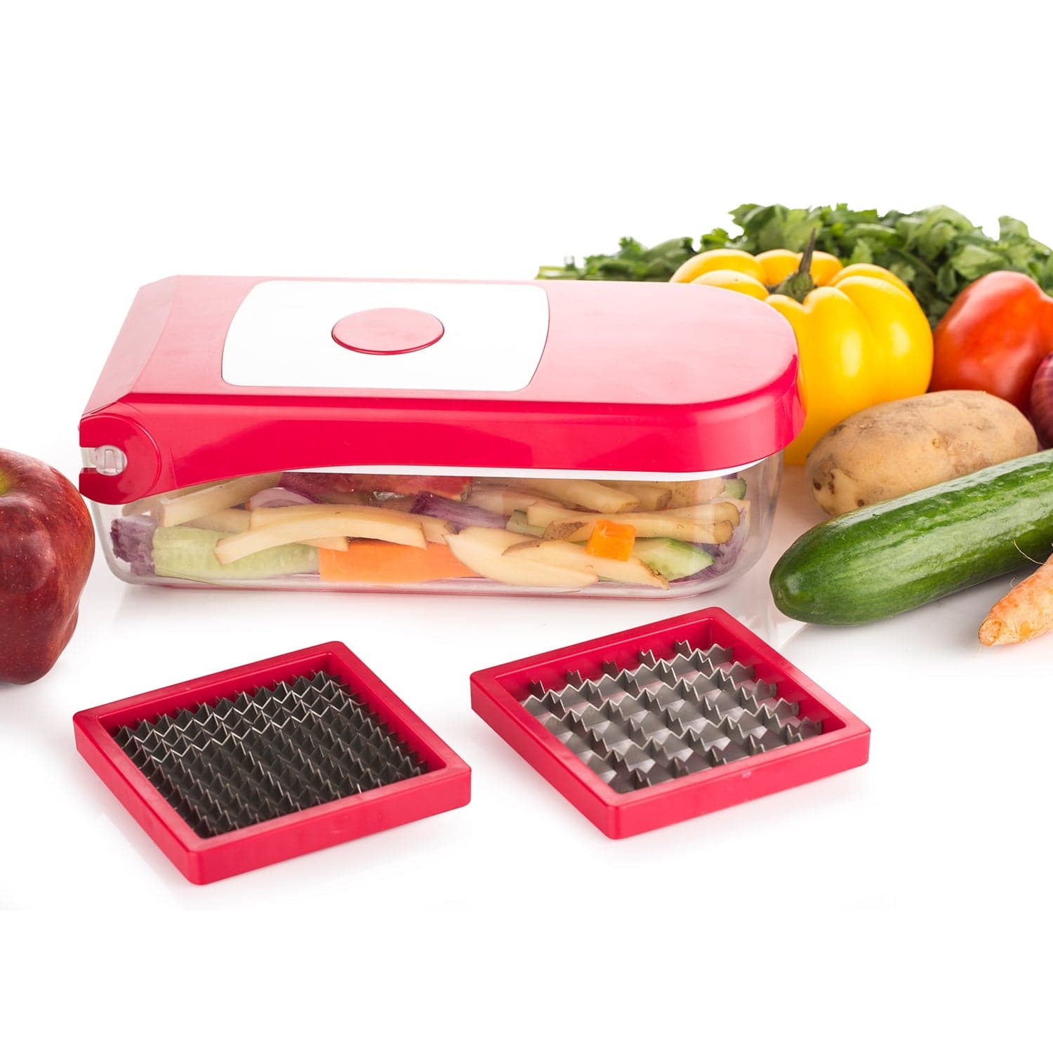 Ganesh Plastic Chopper Vegetable and Fruit Cutter, Red thumbnail 3