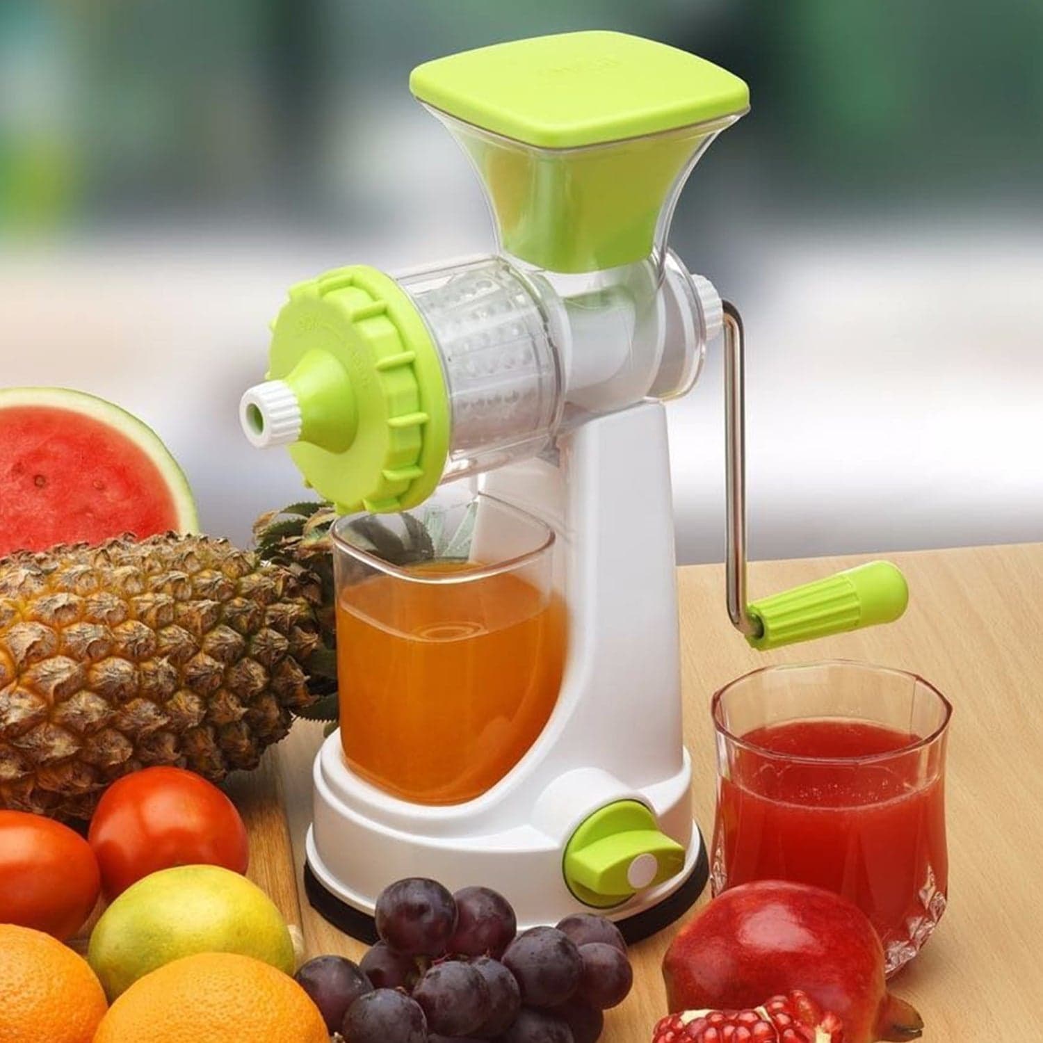 Ganesh Kitchenware Plastic Hand Juicer New Smart Fruit & Vegetable Multipurpose Juicer (Color:Random Green thumbnail 3