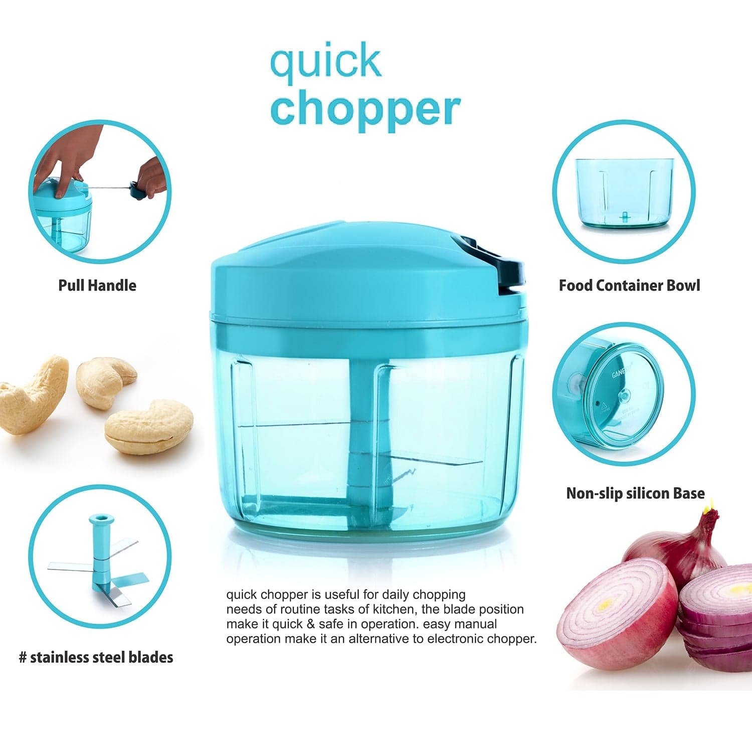 Ganesh Quick Vegetable Chopper (1 Unit Chopper)(725 Ml) thumbnail 3