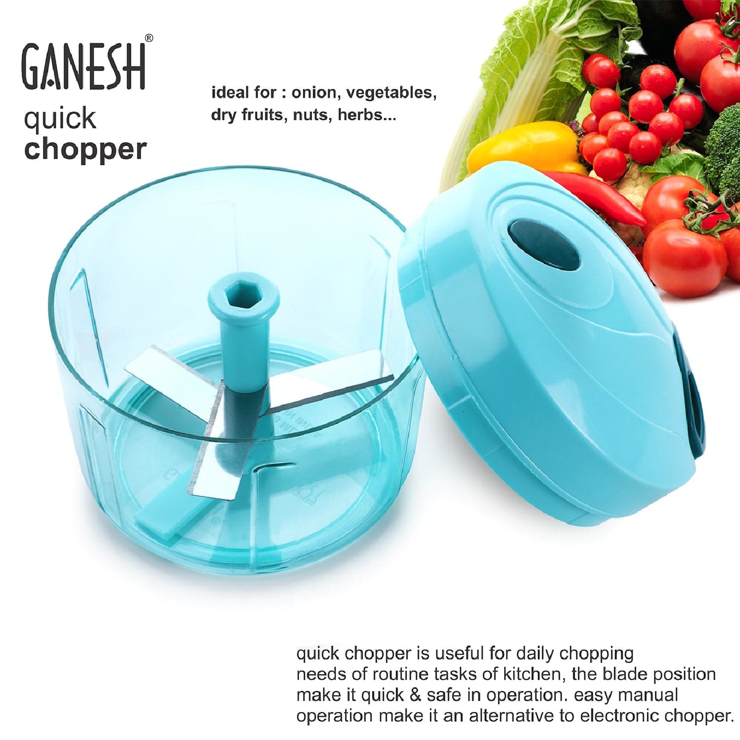 Ganesh Quick Vegetable Chopper (1 Unit Chopper)(725 Ml) thumbnail 6