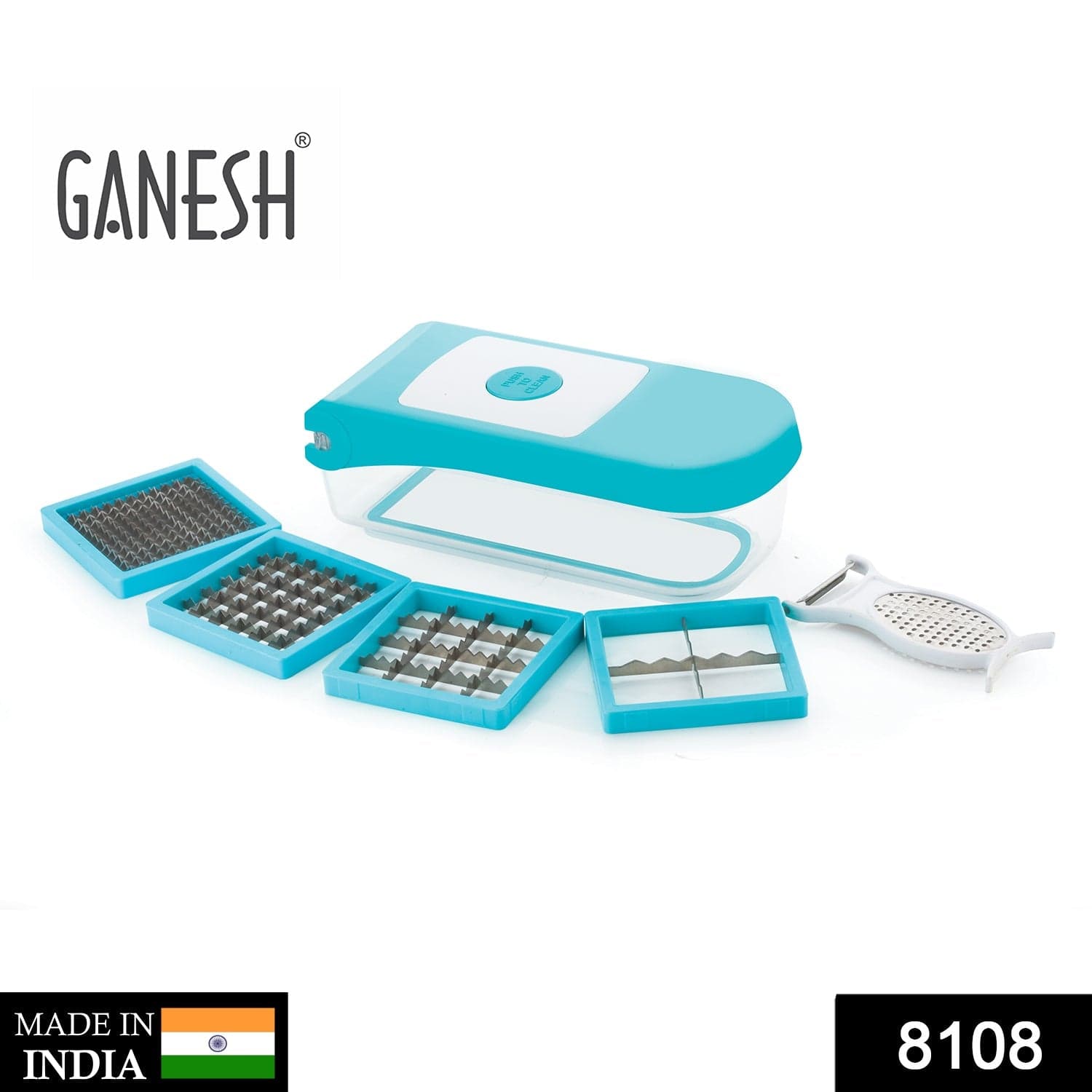 Ganesh 7 in 1 Plastic Vegetable Dicer, Blue thumbnail 2