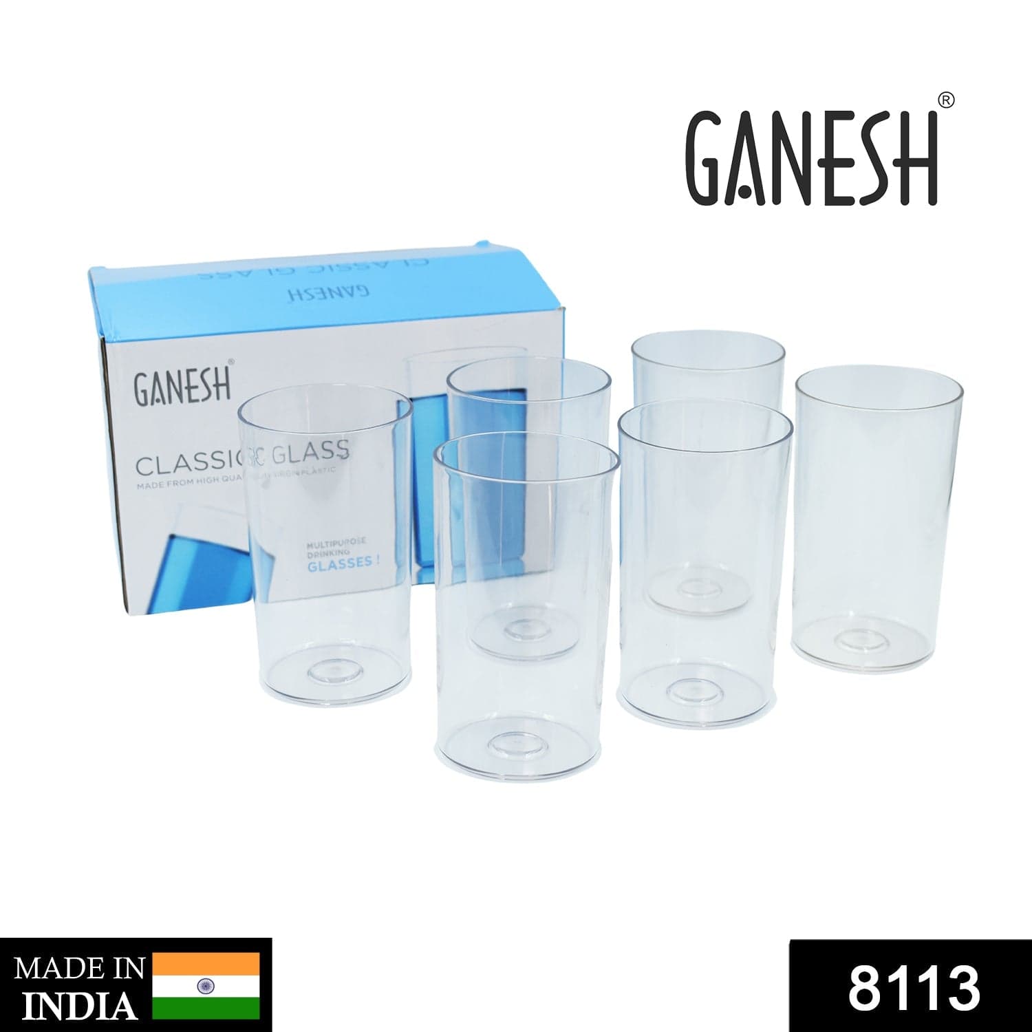 Ganesh Classic Plastic Glass Set of-6 (Each Glass 350ml) thumbnail 2
