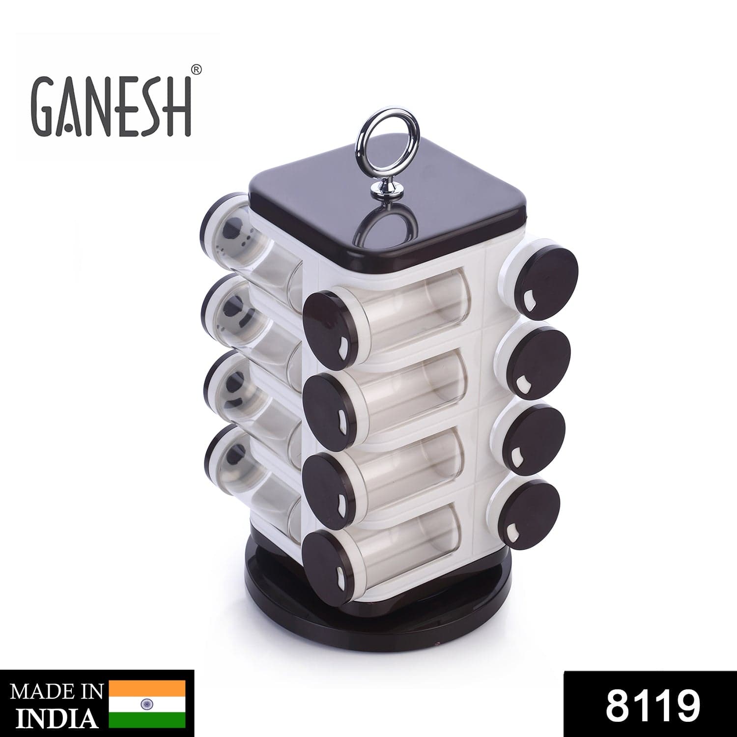 Ganesh Multipurpose Revolving Spice Rack With 16 Pcs Dispenser each 100 ml Plastic Spice ABS Material 1 Piece Spice Set 1 Piece Spice Set (Plastic) thumbnail 2