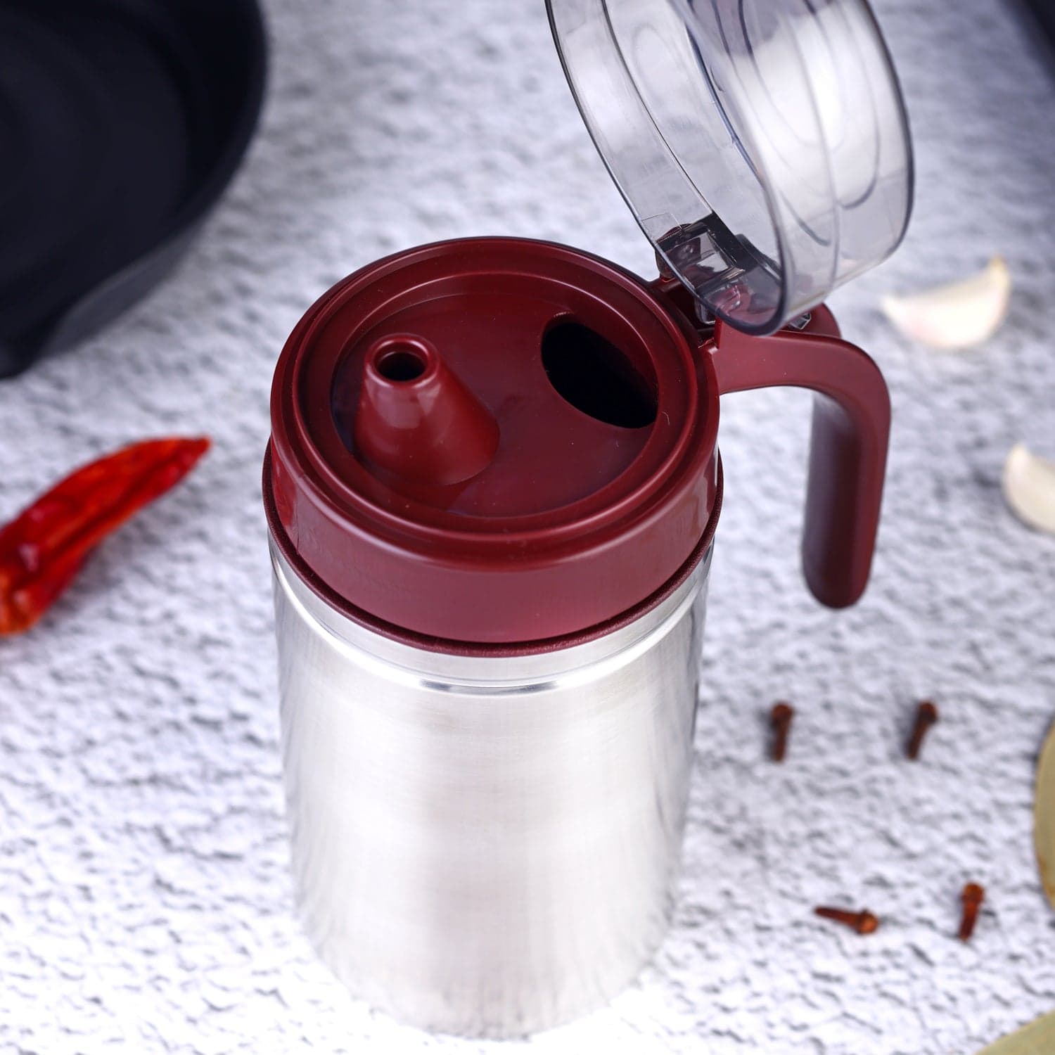 Oil Dispenser Stainless Steel with small nozzle 500ML Oil Container. thumbnail 7