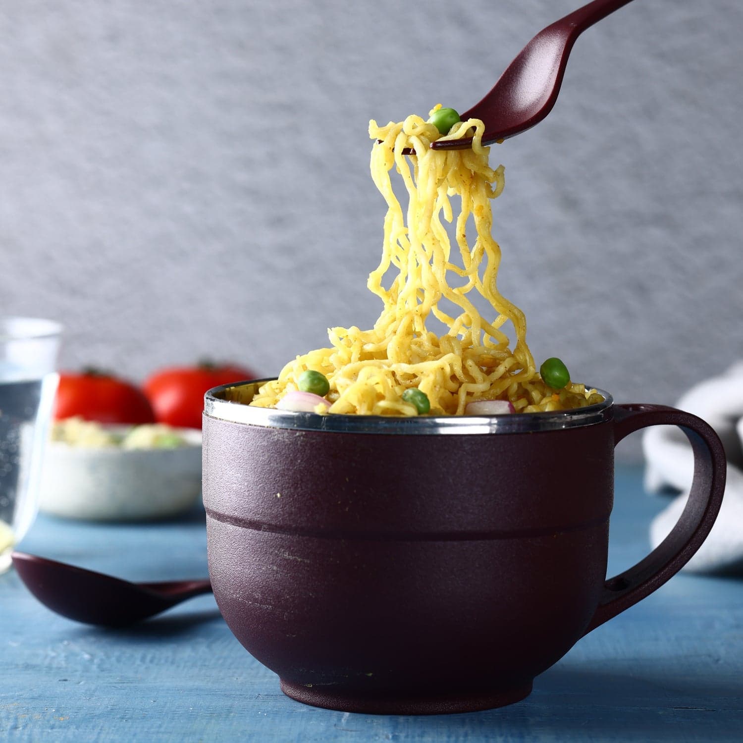 Noodles & Soup Bowl With Spoon And Fork Handle Spoon Holder thumbnail 3
