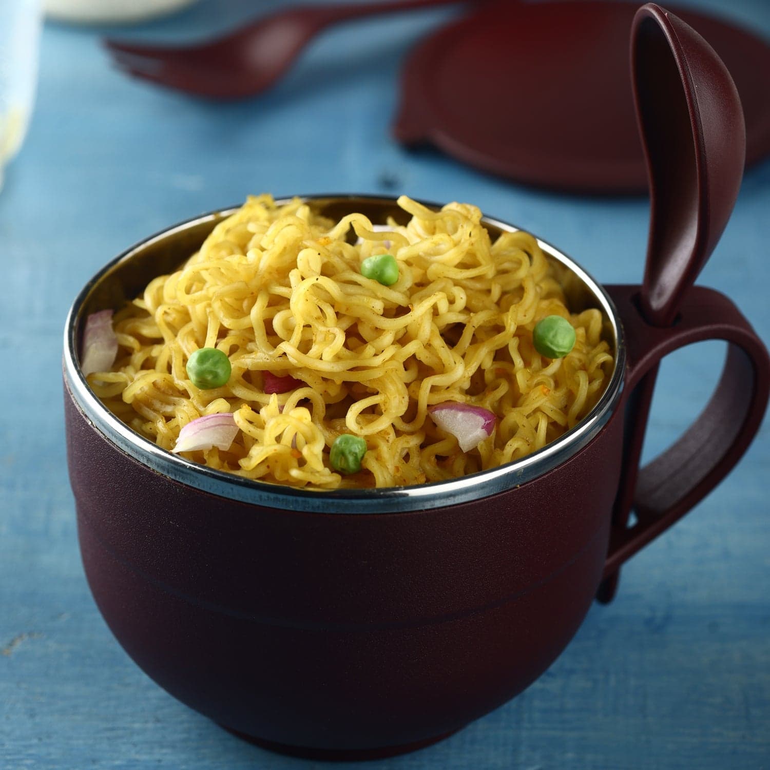 Noodles & Soup Bowl With Spoon And Fork Handle Spoon Holder thumbnail 4