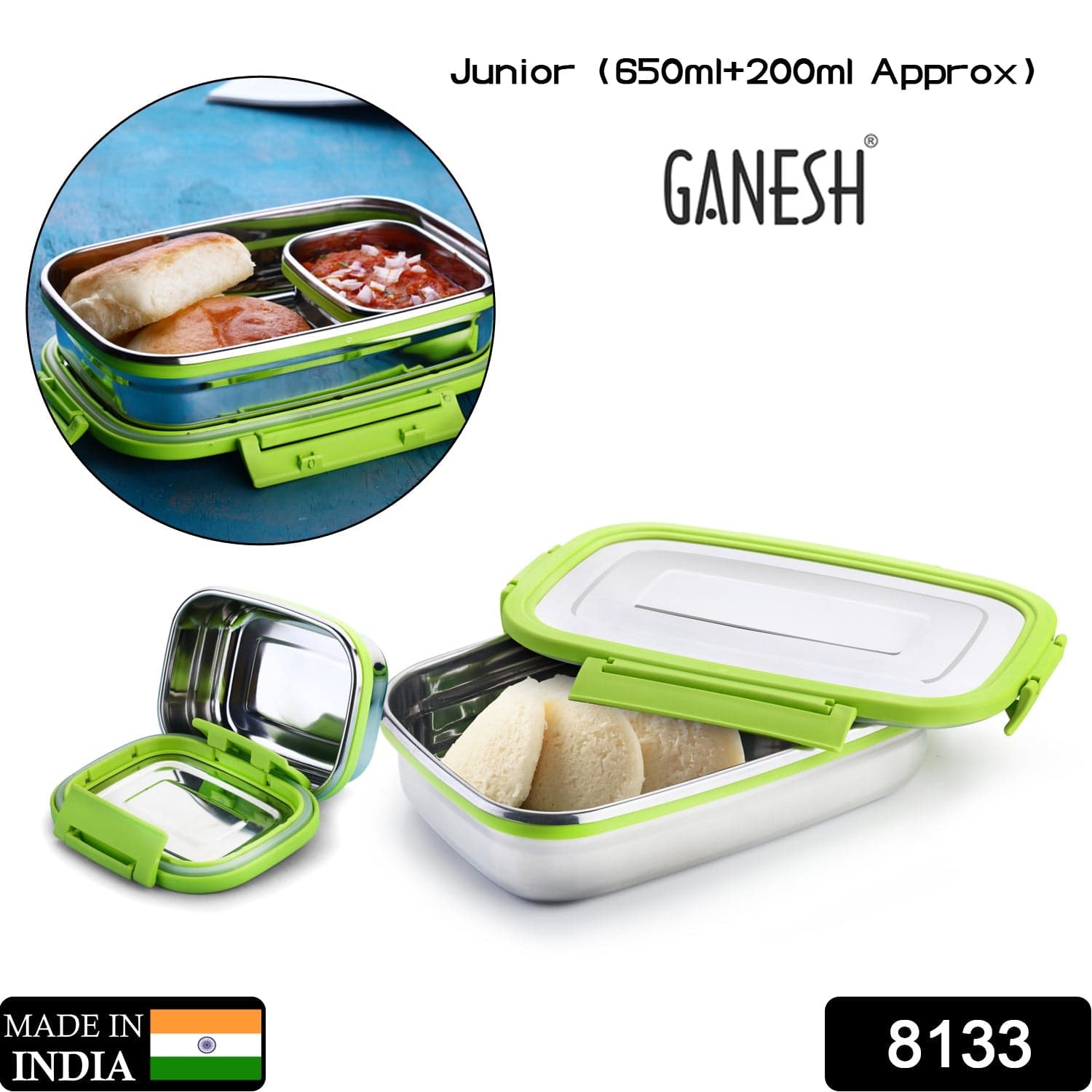 Ganesh Junior Stainless Steel Lunch Pack for Office & School Use thumbnail 2