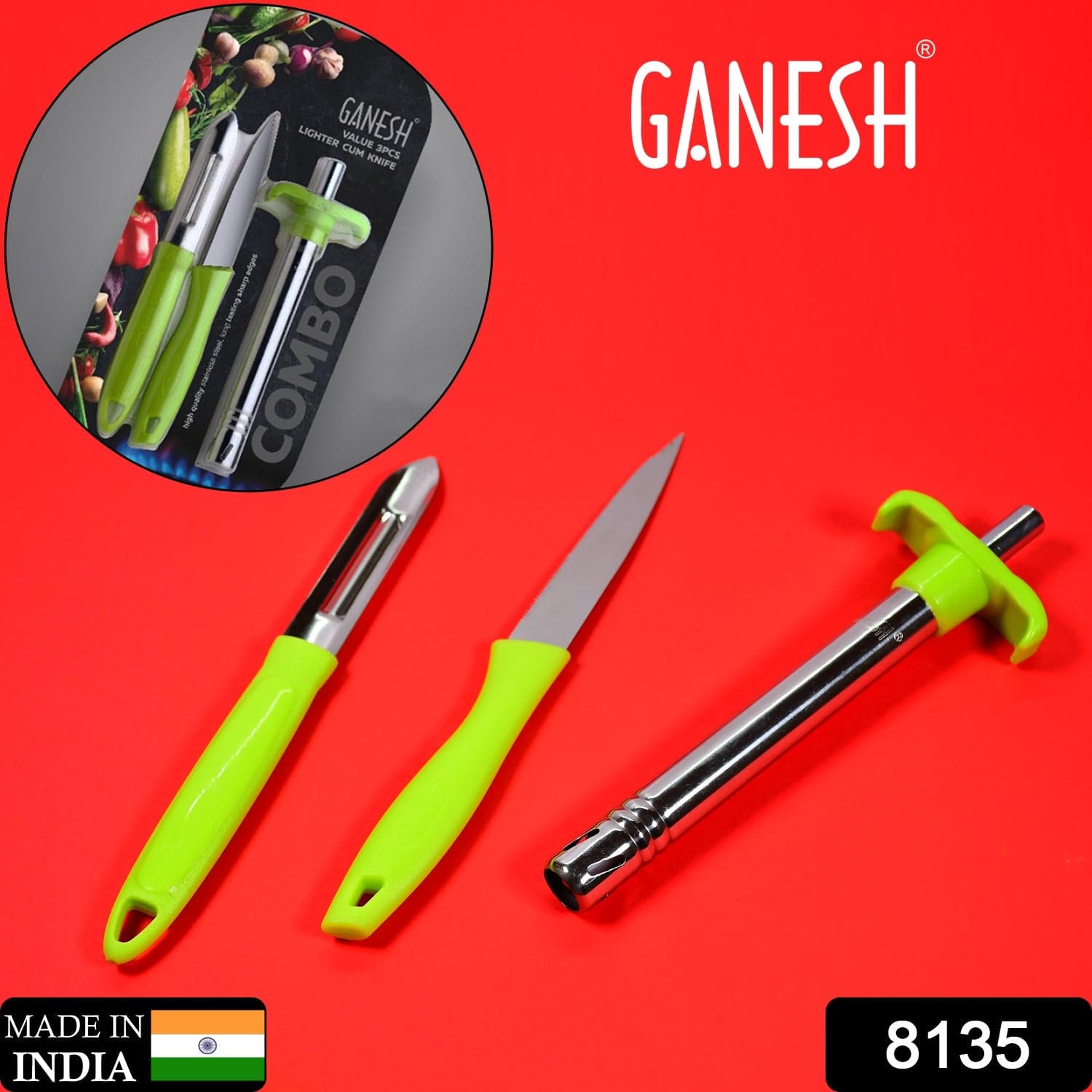 Ganesh 3pc Lighter Cum knife and peeler. thumbnail 2