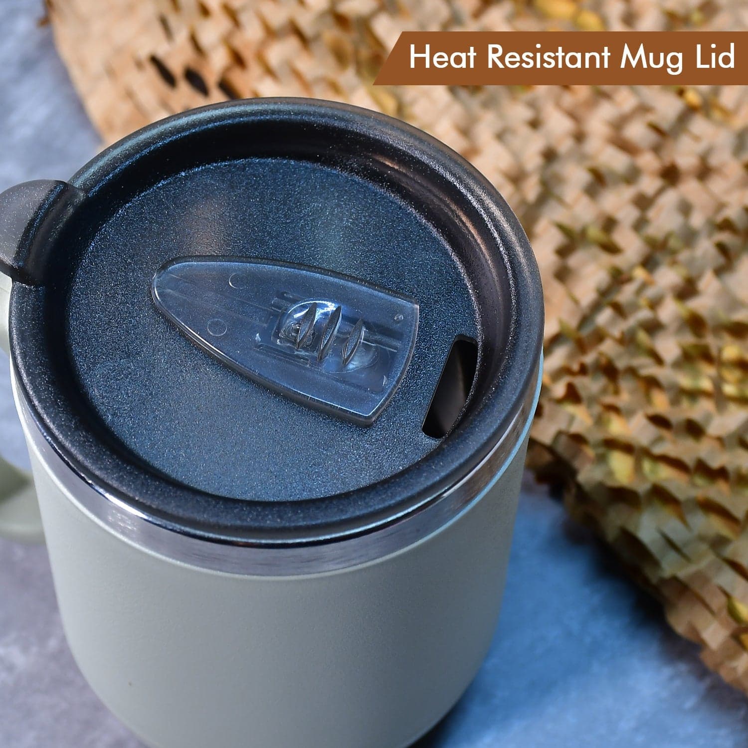 Ganesh Premium Stainless Steel Coffee Mug with heat resistant mug lid. Approx 400Ml mug. thumbnail 7