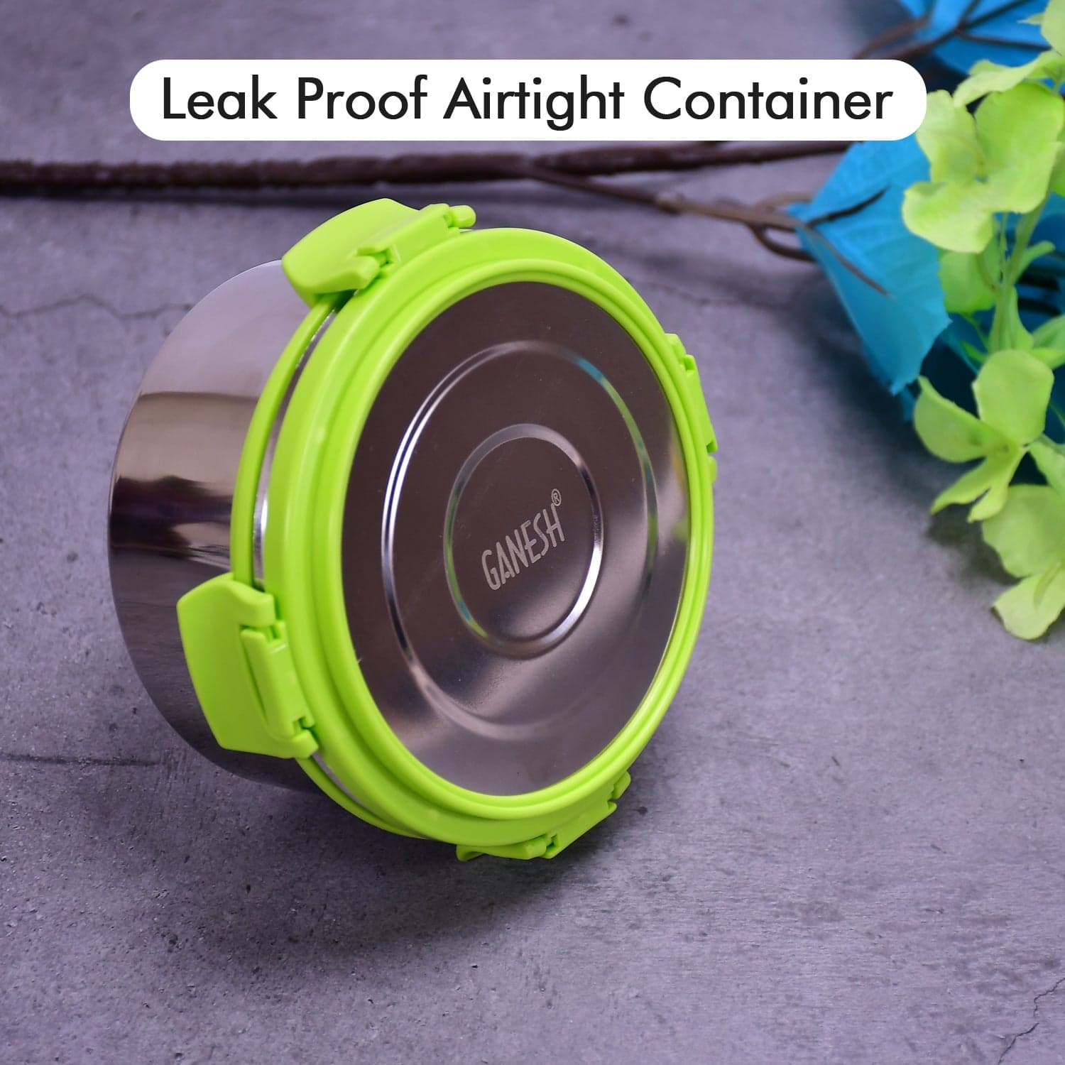 Ganesh Solo round 400 Stainless Steel Leak proof airtight Lunch Pack for Office & School Use thumbnail 3