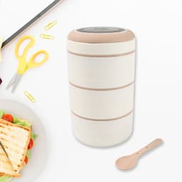Ganesh Smart Stack 3 Layer Portable Lunch Box Stainless Steel Airtight Leak-Proof Lunch Box For Office