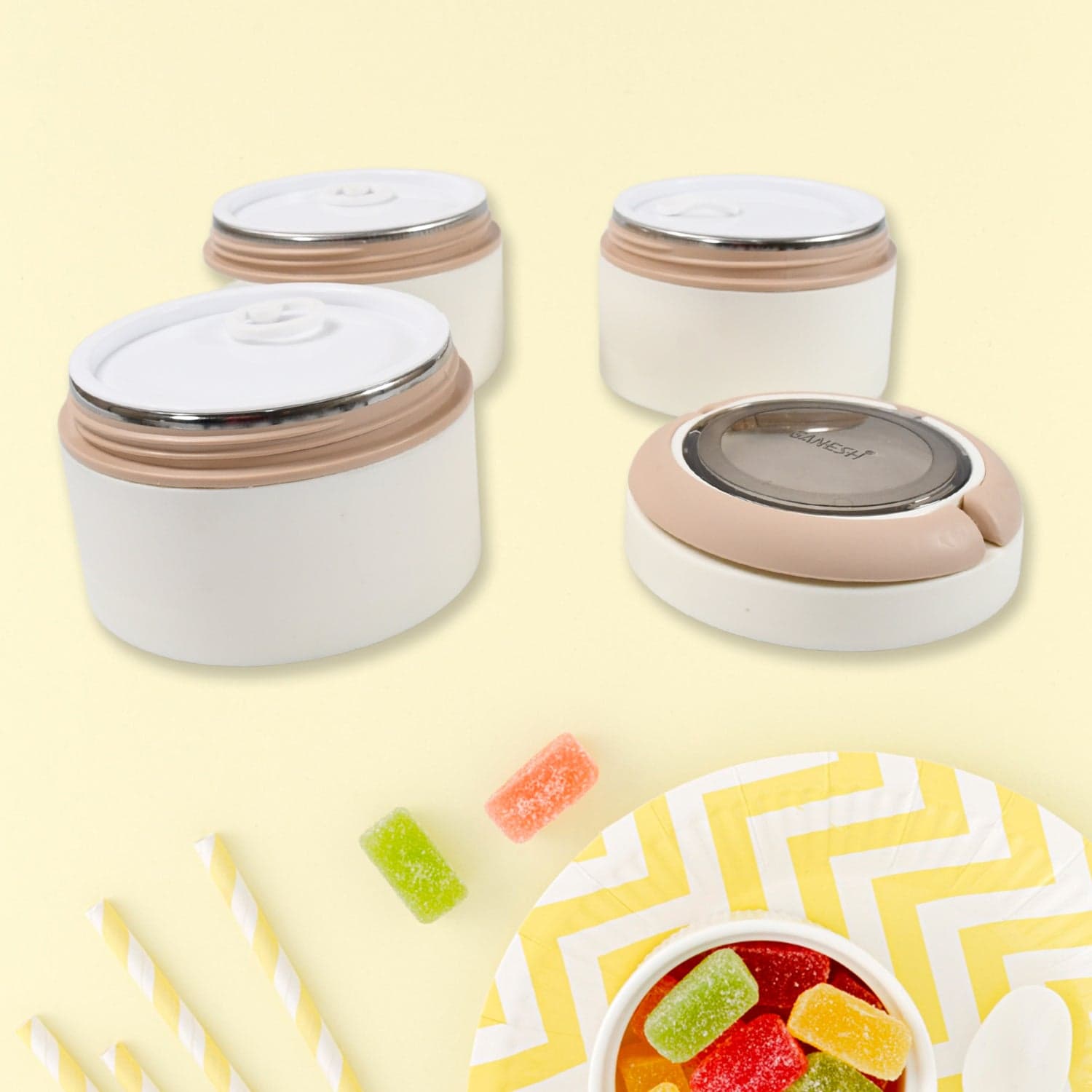 Ganesh Smart Stack 3 Layer Portable Lunch Box Stainless Steel Airtight Leak-Proof Lunch Box For Office thumbnail 3