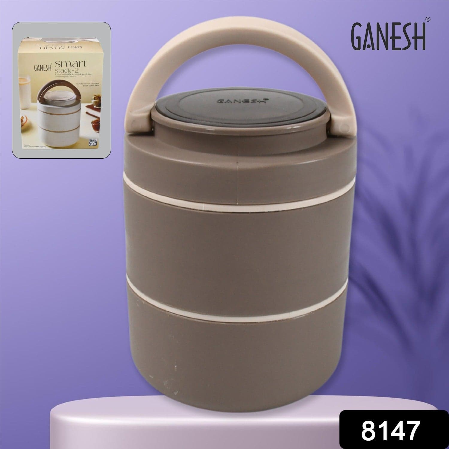 Ganesh Smart Stack 2-Layer Stainless Steel Leak-Proof Lunch Box For Office thumbnail 2